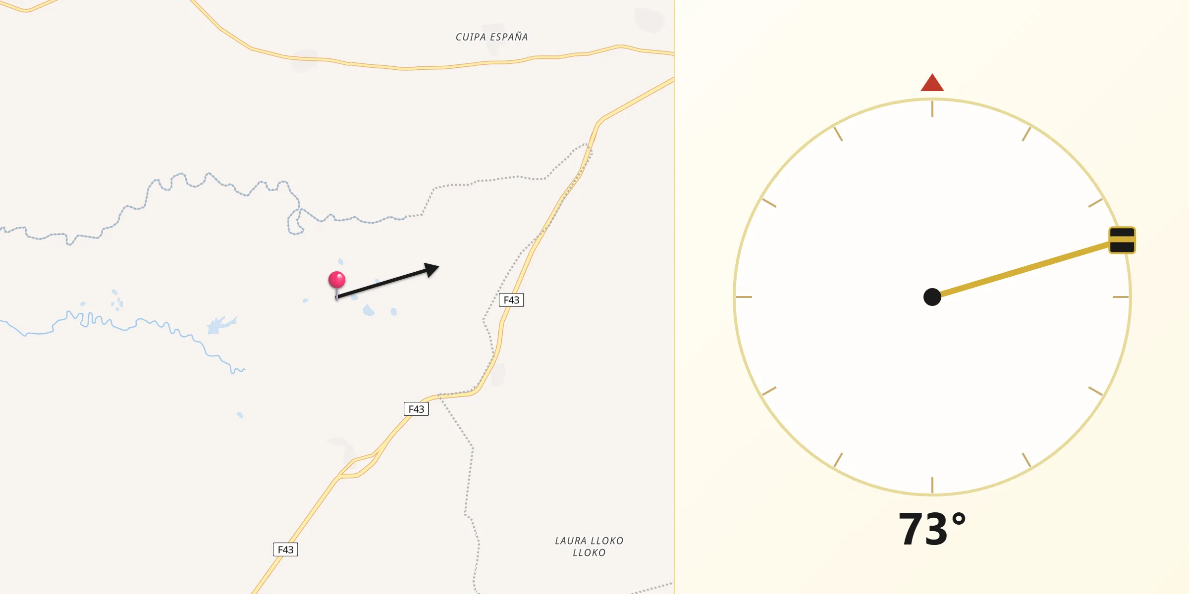 Dirección de la Qibla desde Provincia Ingavi