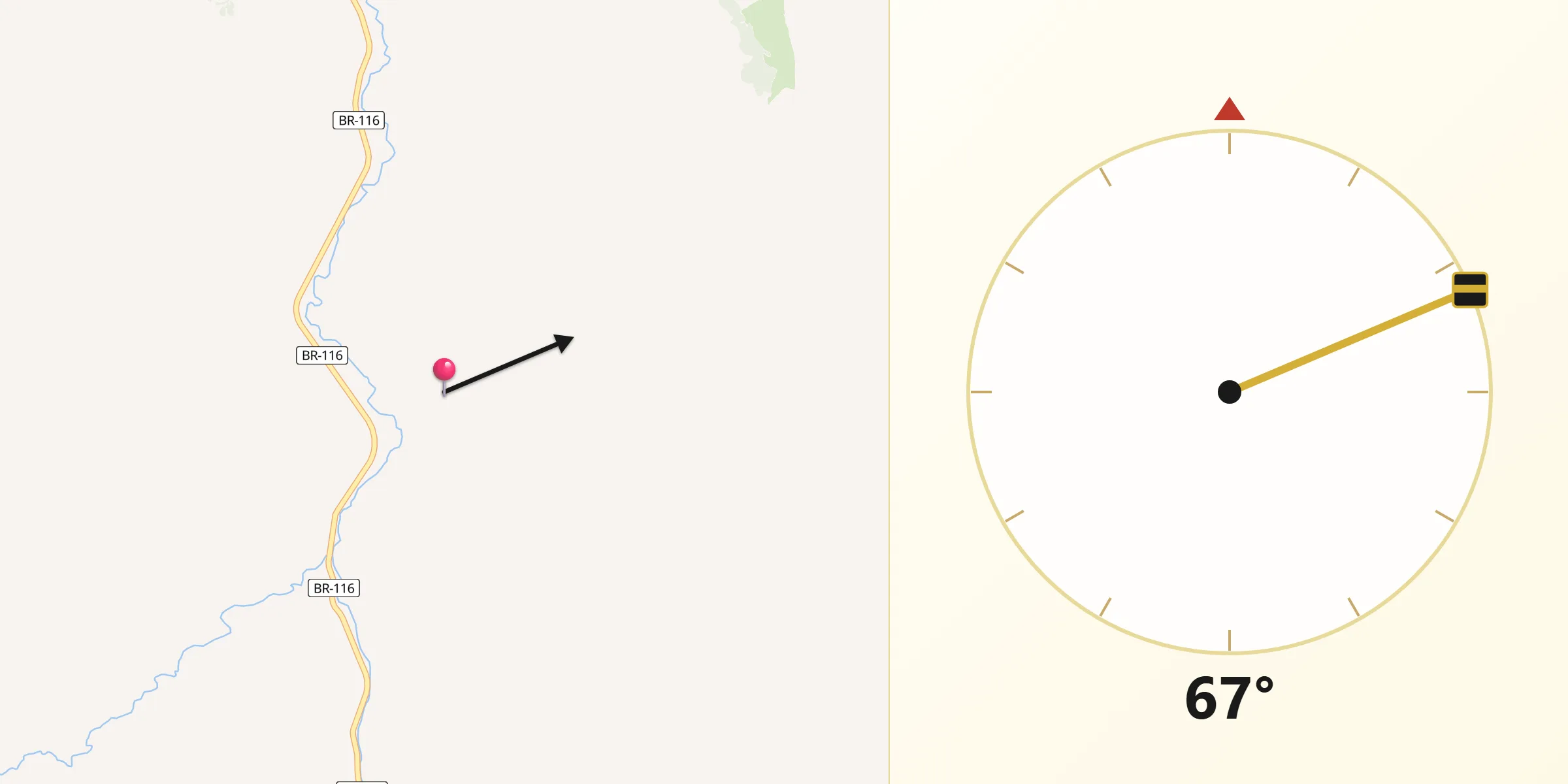 Direção da Qibla a partir de Ponto dos Volantes