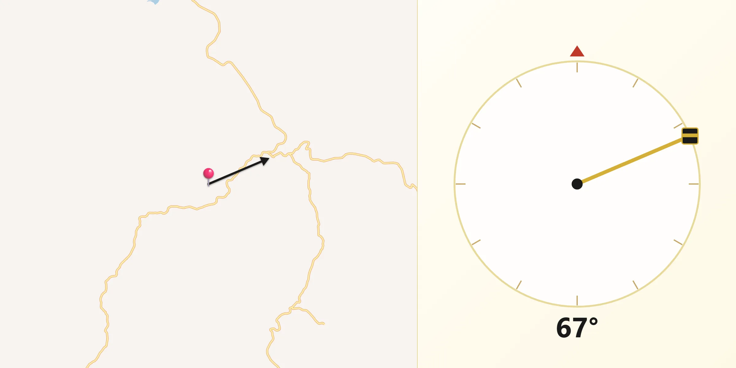 Direção da Qibla a partir de Monte Formoso