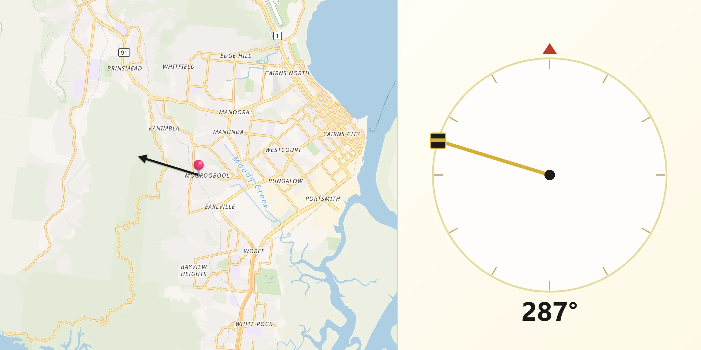 Qibla Direction from Mooroobool