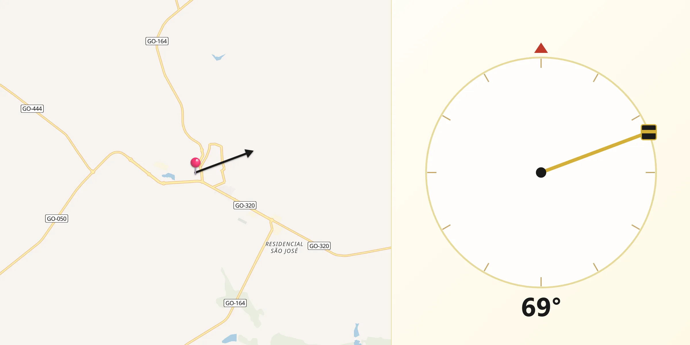 Direção da Qibla a partir de Paraúna