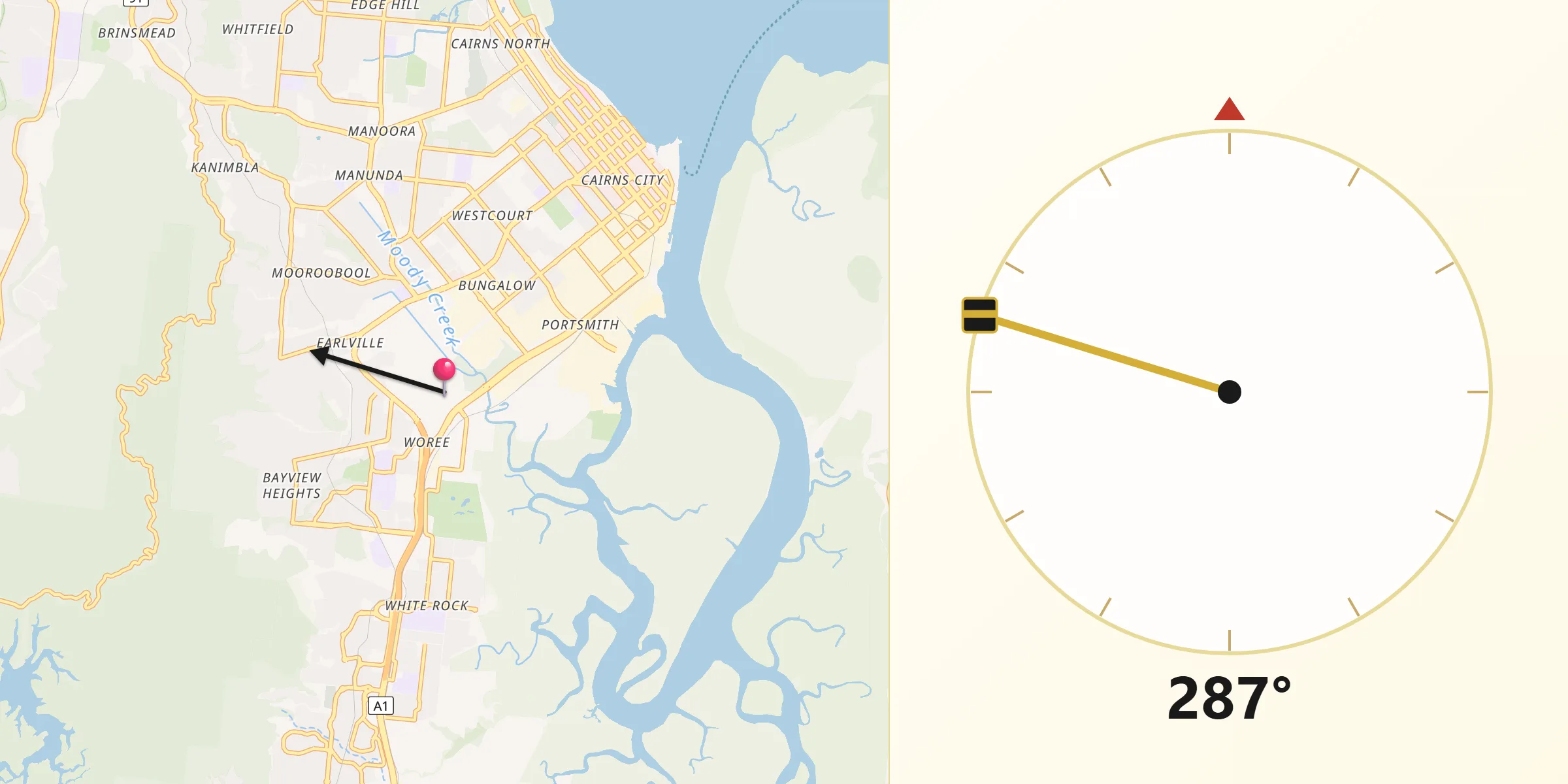 Qibla Direction from Woree