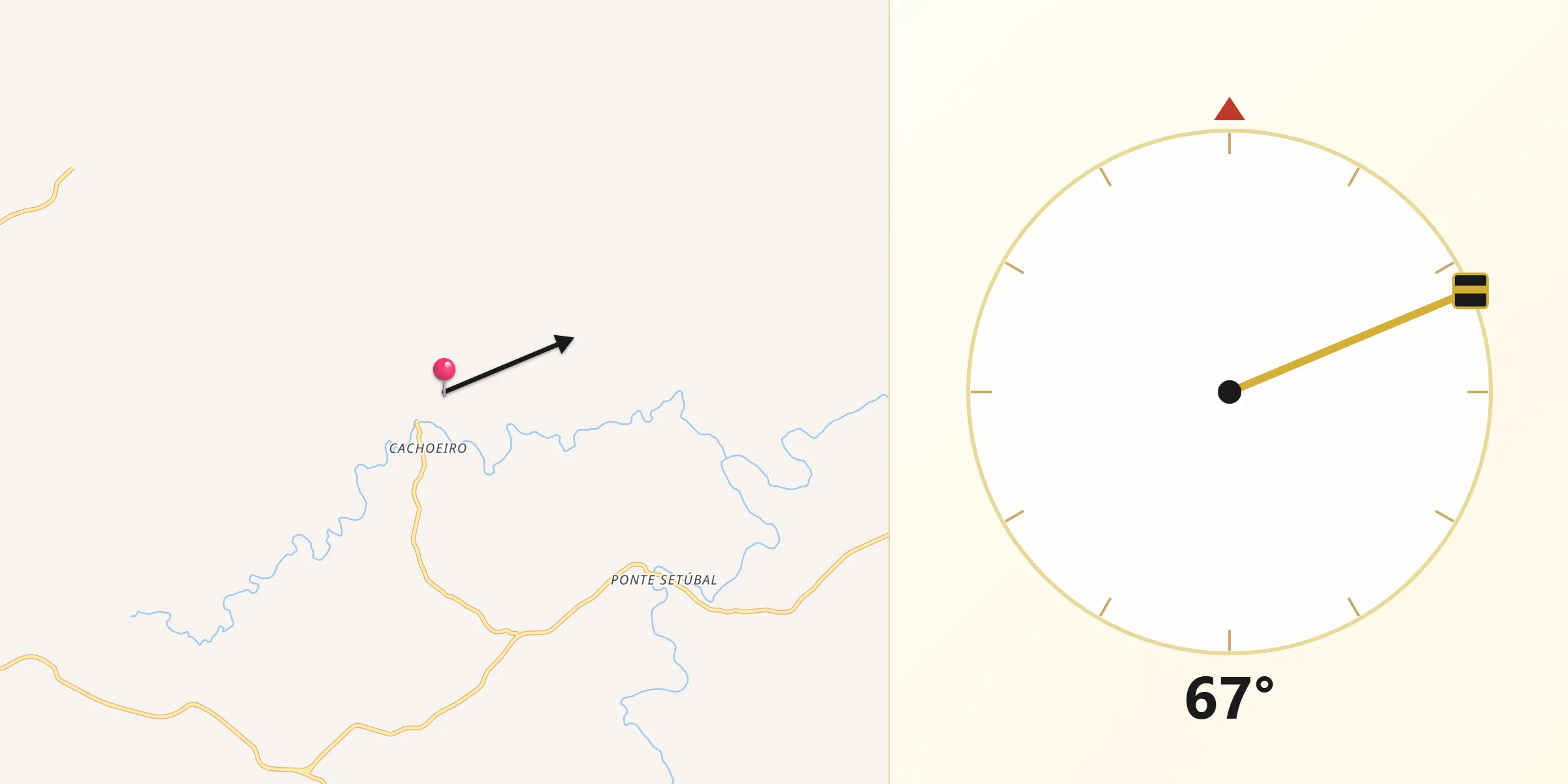 Direção da Qibla a partir de Francisco Badaró