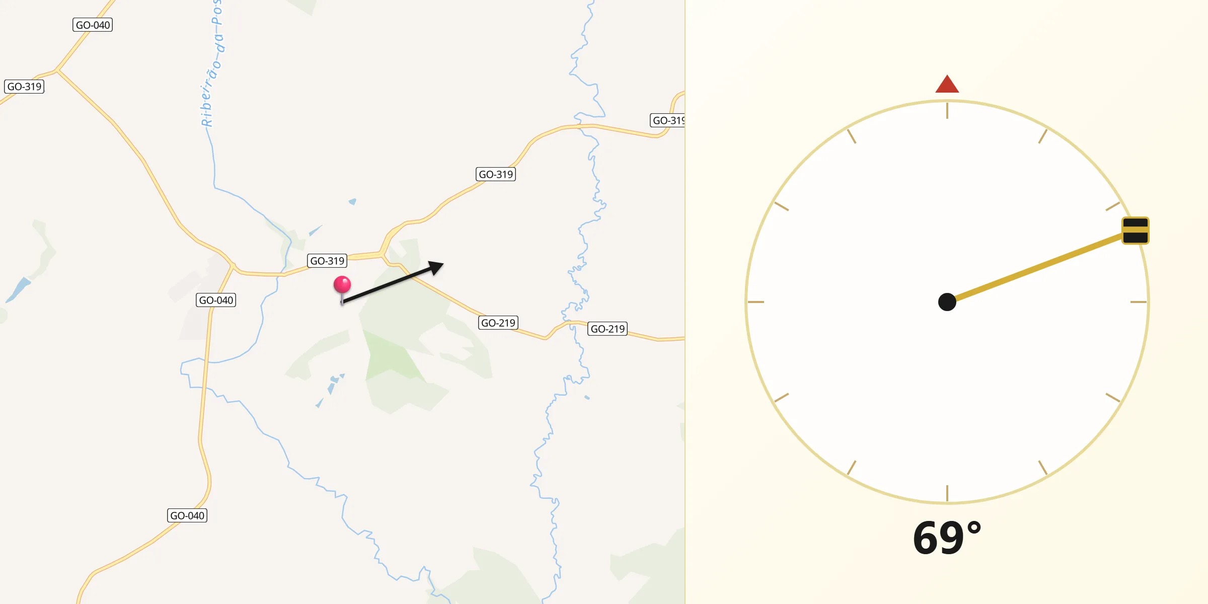 Direção da Qibla a partir de Aragoiânia