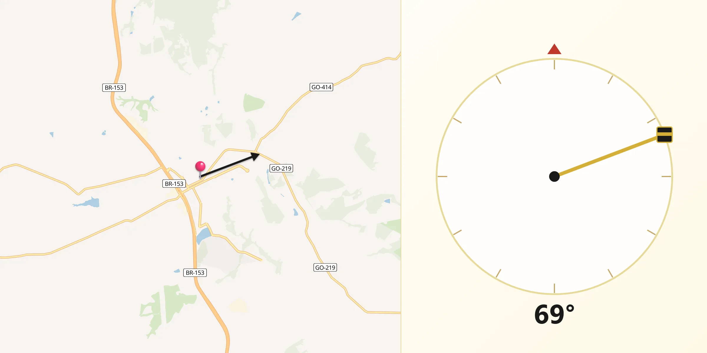 Direção da Qibla a partir de Hidrolândia
