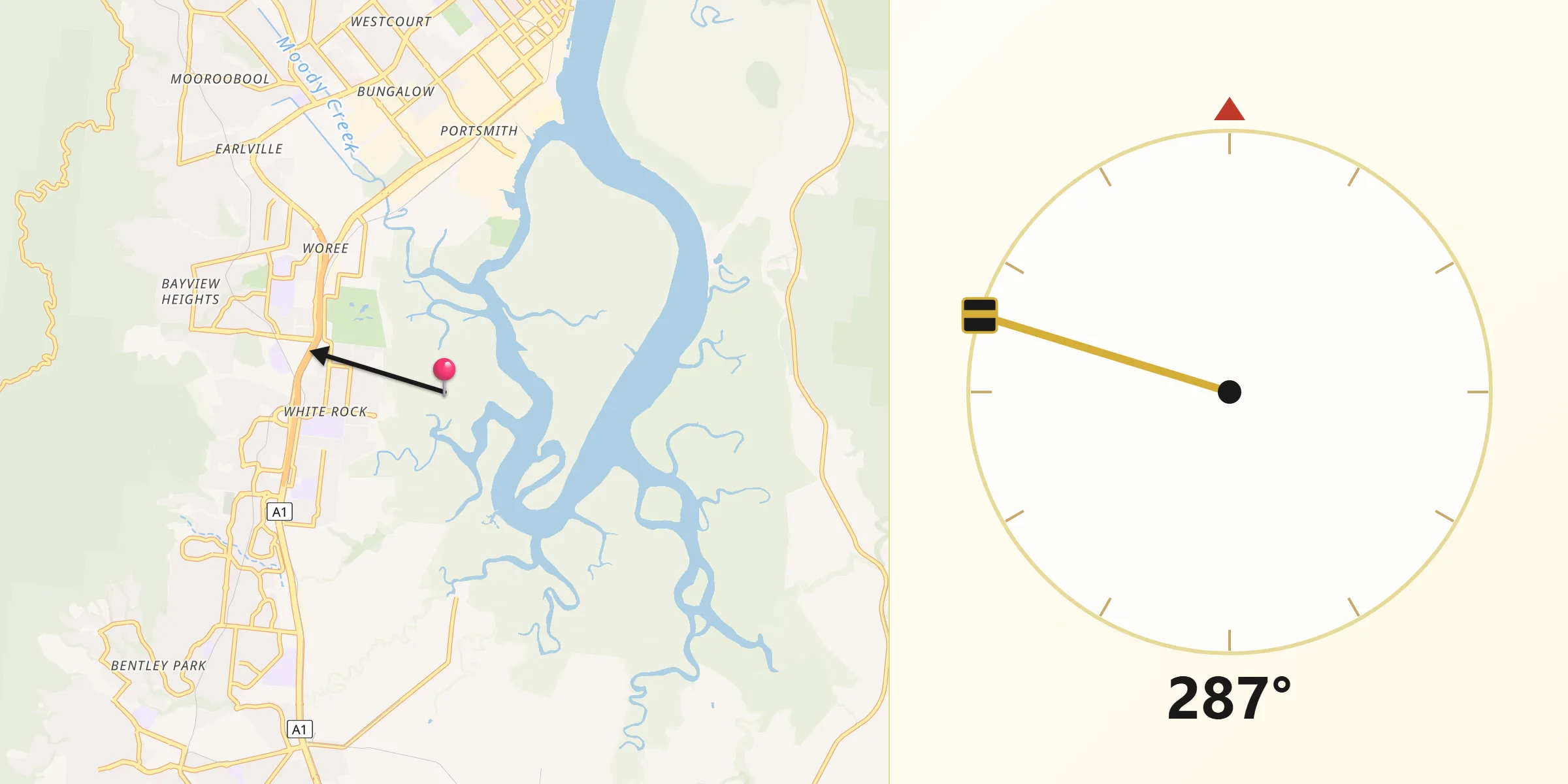Qibla Direction from White Rock