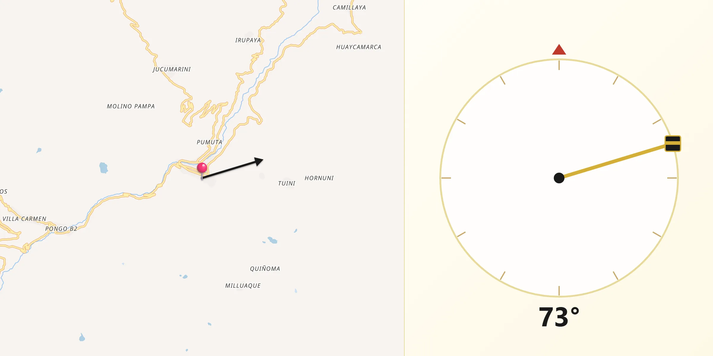 Dirección de la Qibla desde Quime