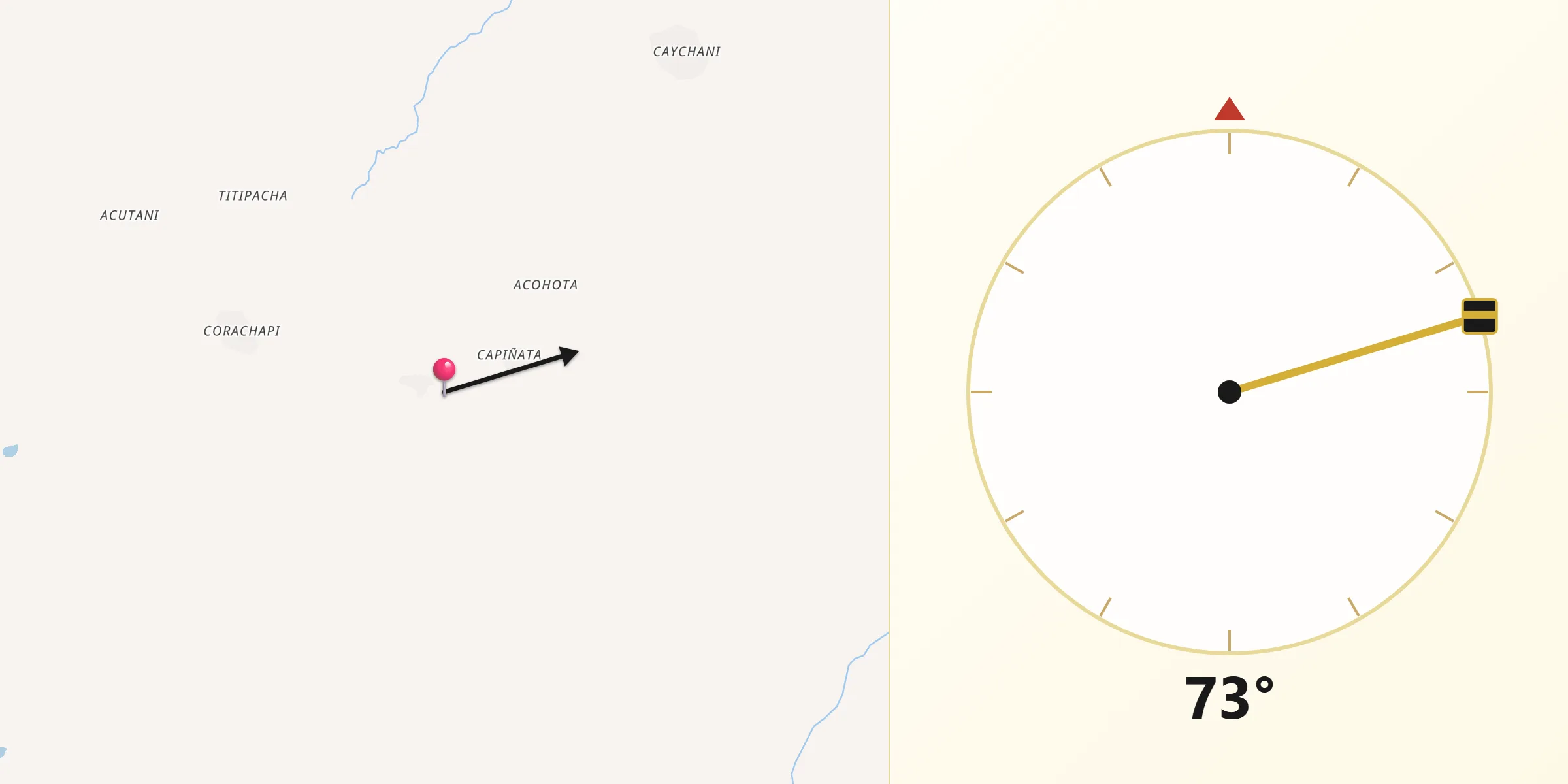Dirección de la Qibla desde Provincia Inquisivi