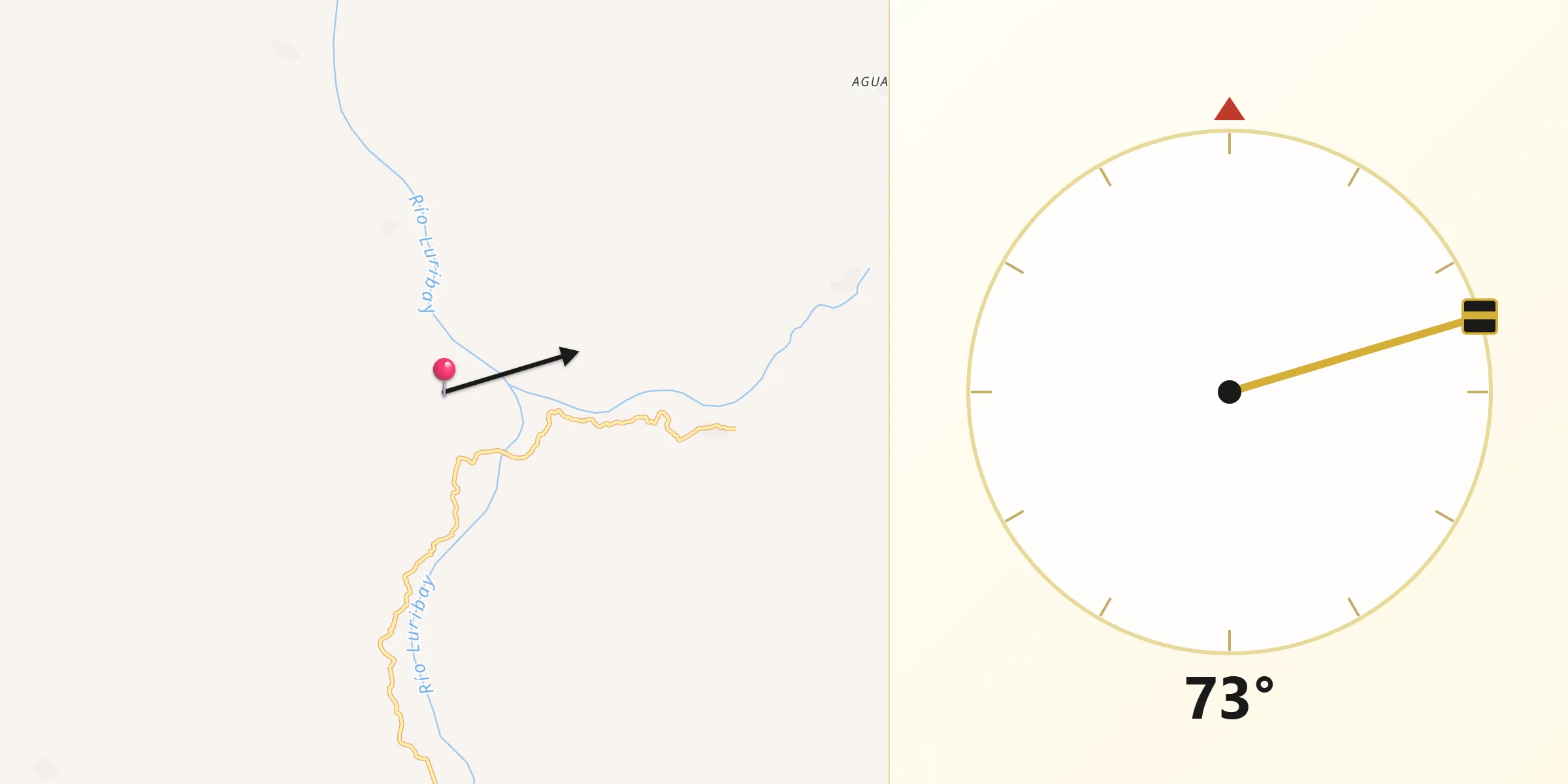 Dirección de la Qibla desde Provincia Loayza