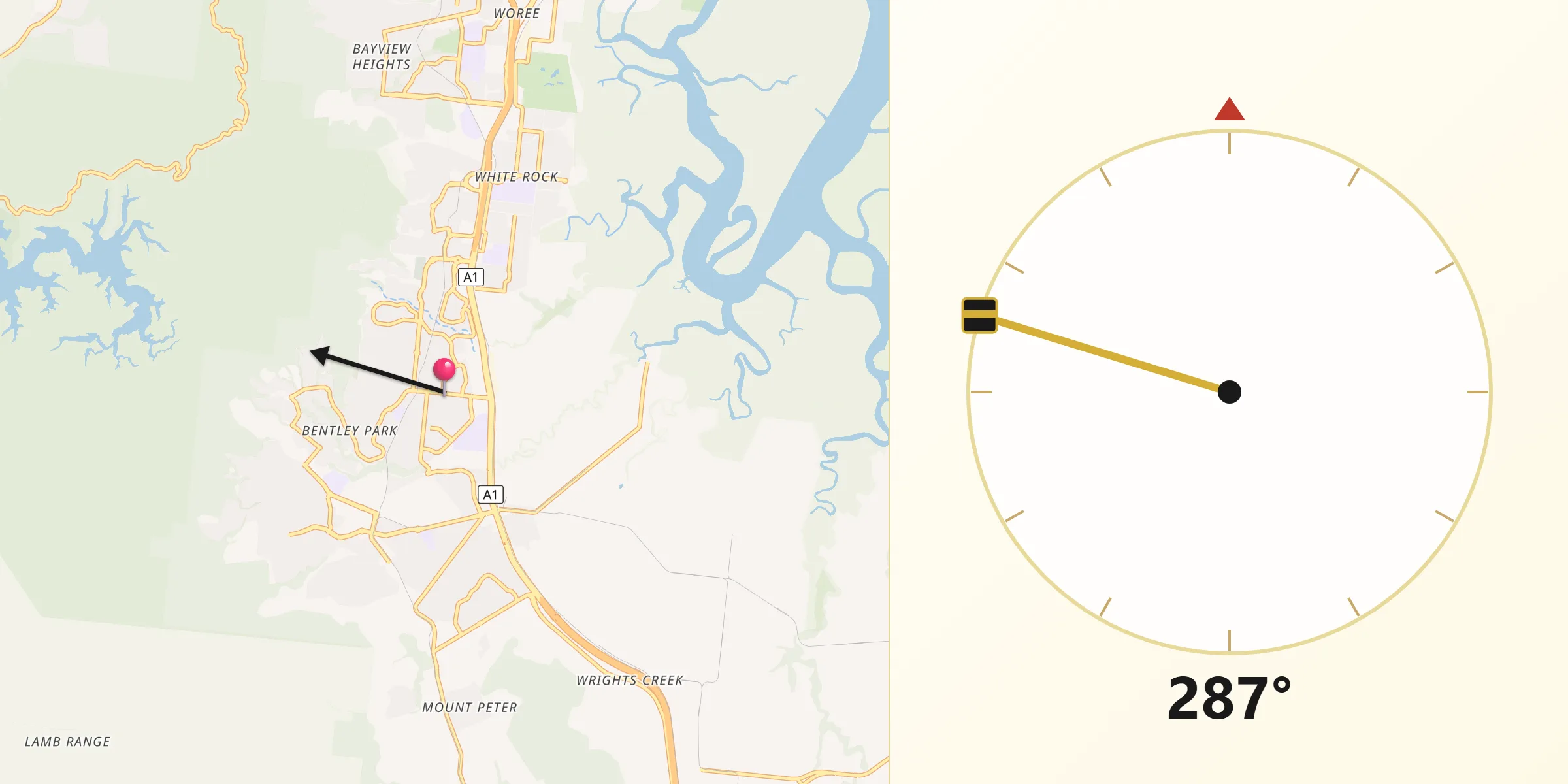 Qibla Direction from Bentley Park