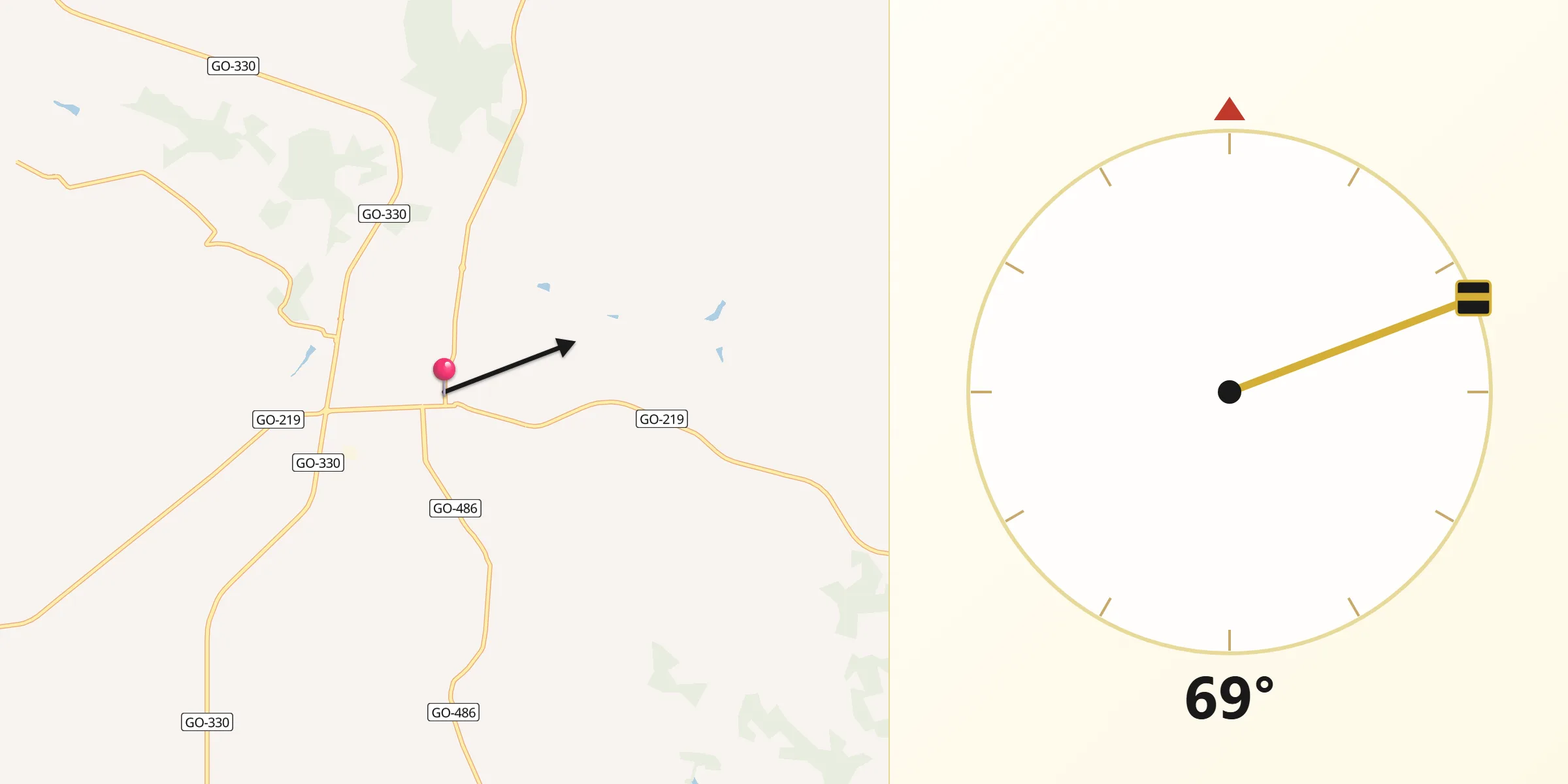 Direção da Qibla a partir de Orizona