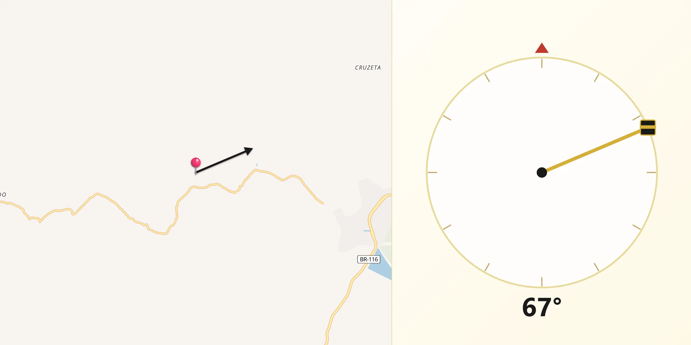 Direção da Qibla a partir de Padre Paraíso