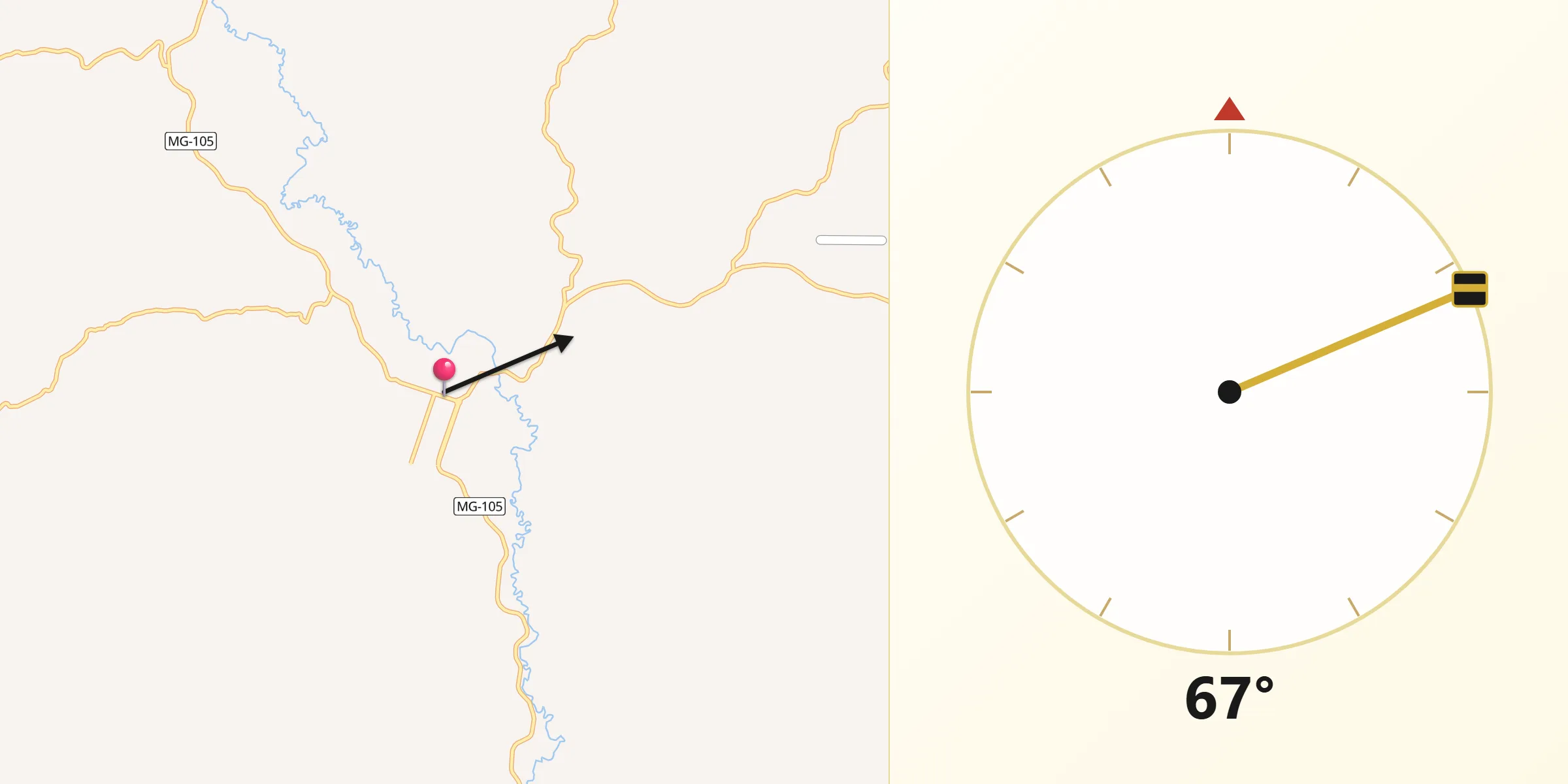 Direção da Qibla a partir de Águas Formosas