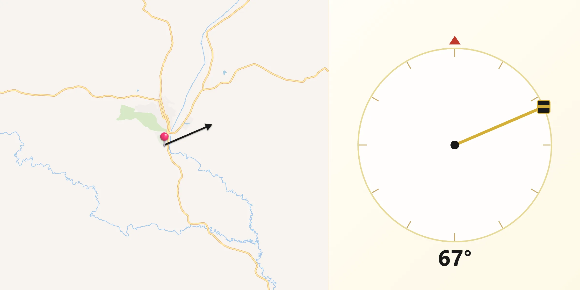 Direção da Qibla a partir de Machacalis