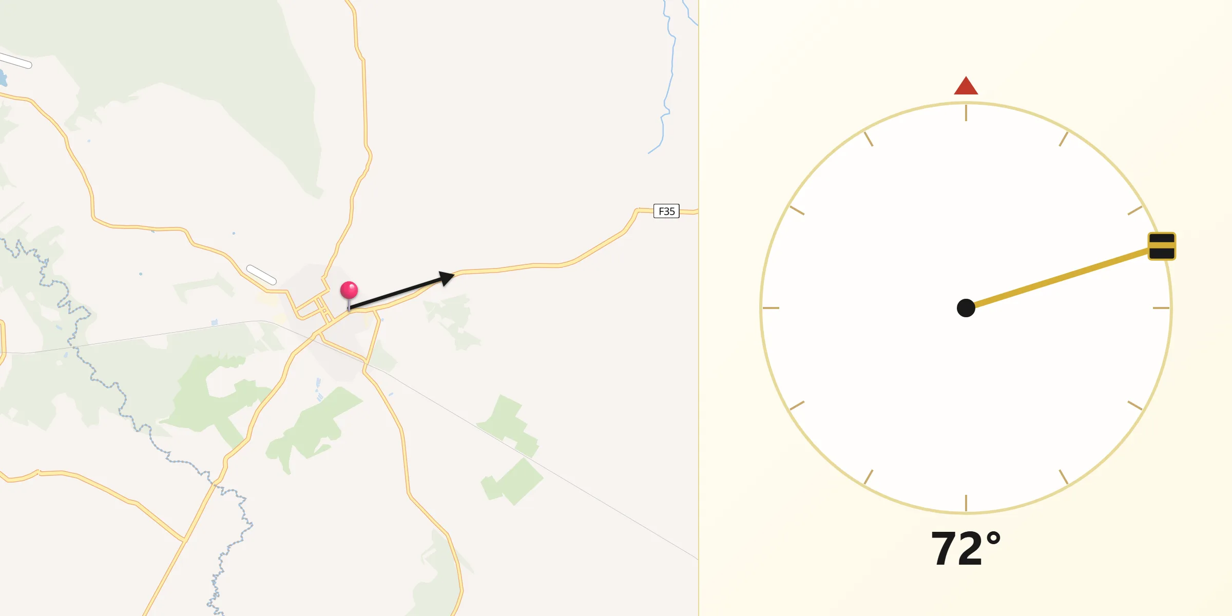 Dirección de la Qibla desde Santa Rosa del Sara