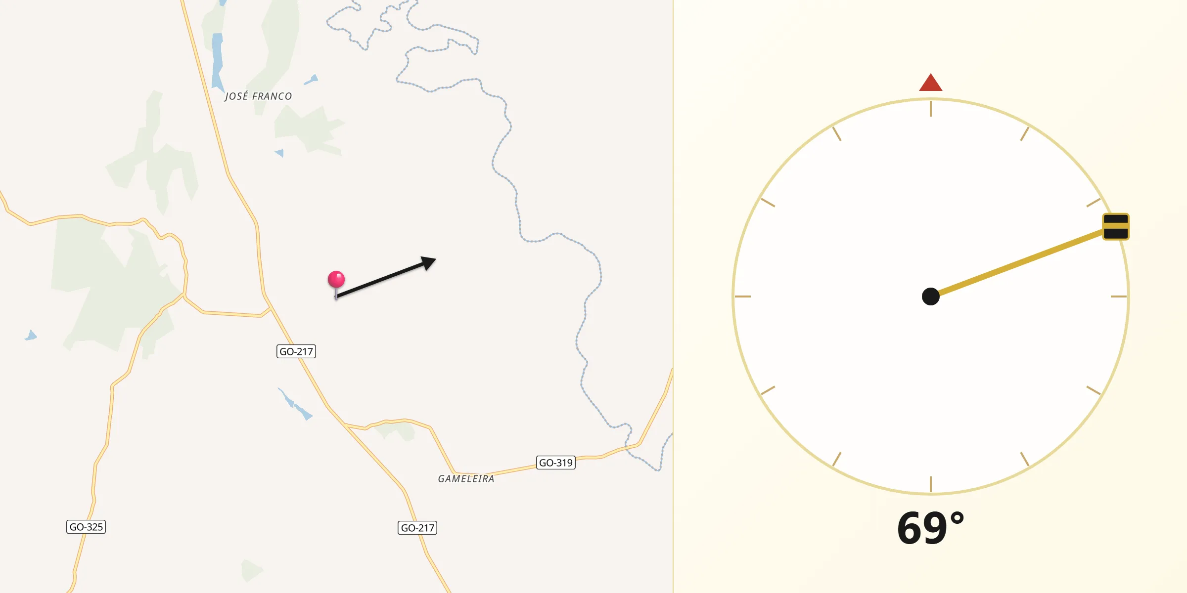 Direção da Qibla a partir de Cezarina
