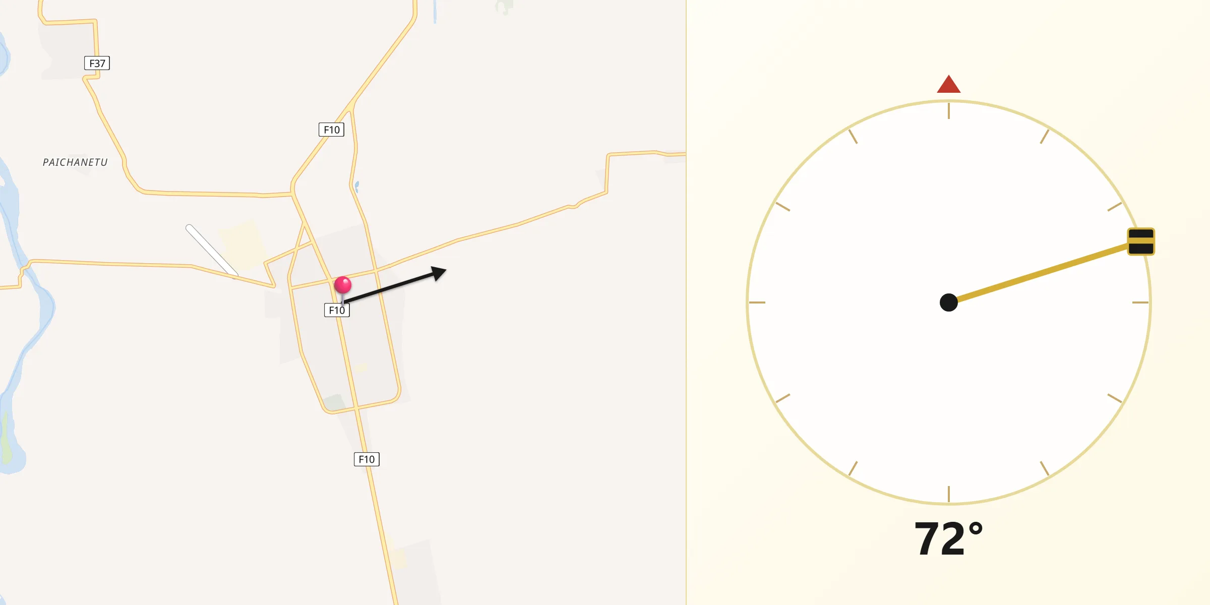 Dirección de la Qibla desde Mineros