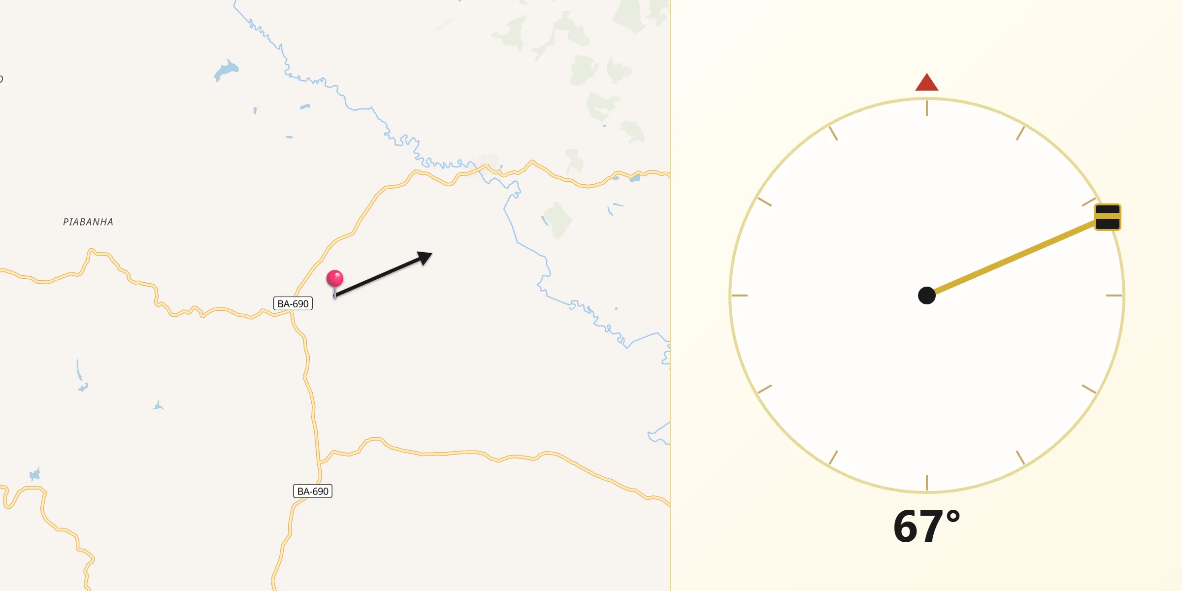 Direção da Qibla a partir de Vereda