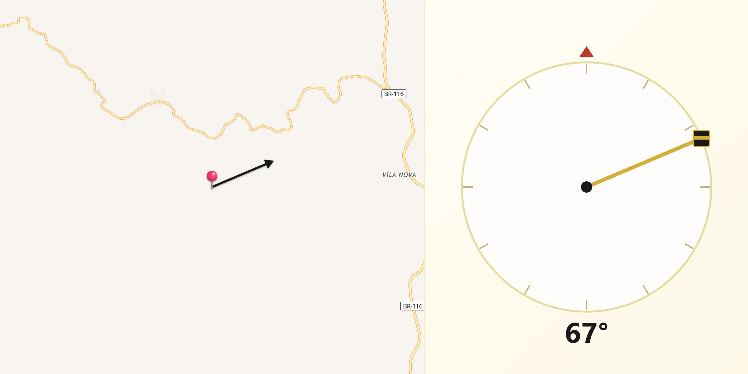 Direção da Qibla a partir de Caraí