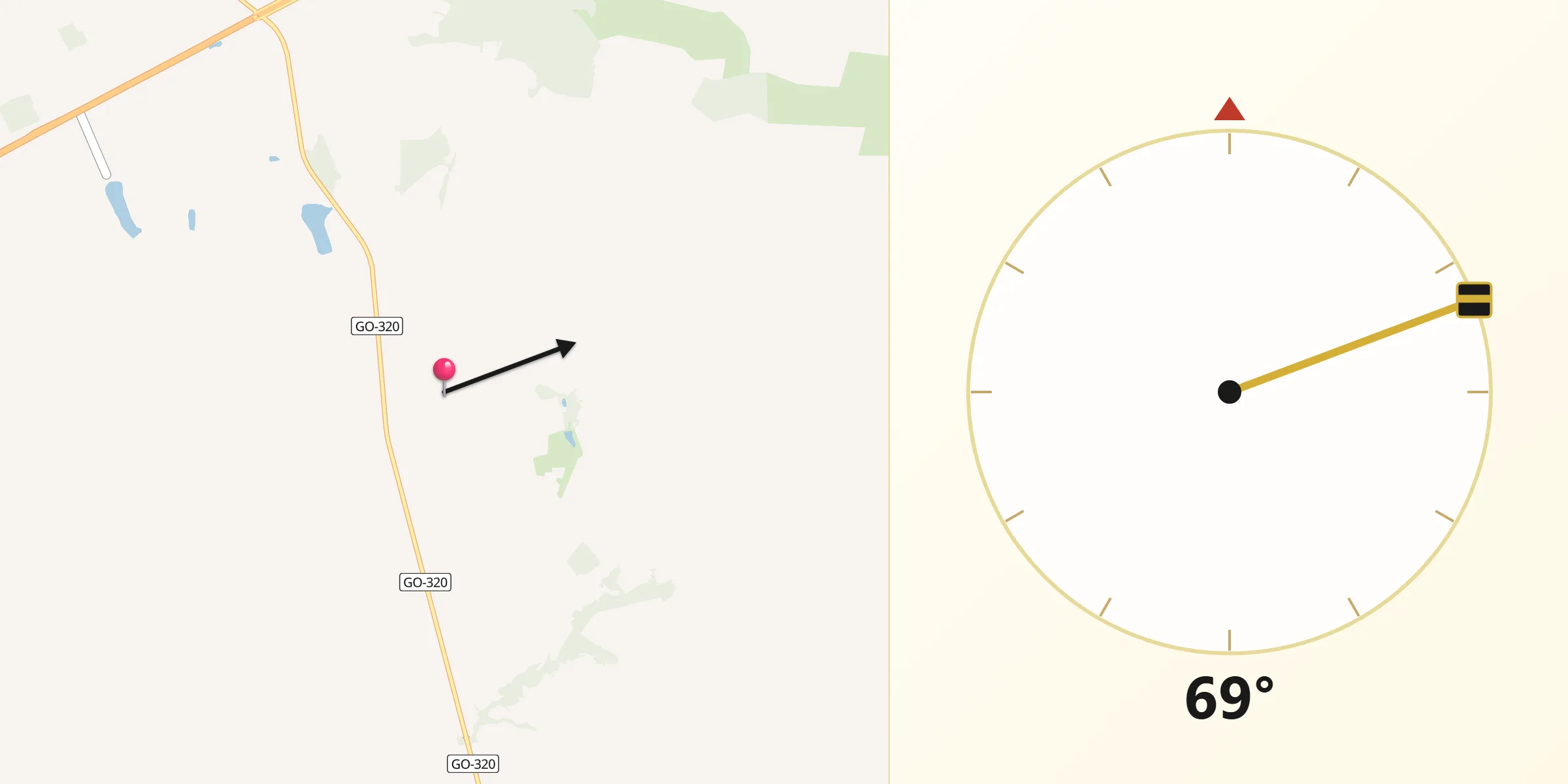 Direção da Qibla a partir de Indiara