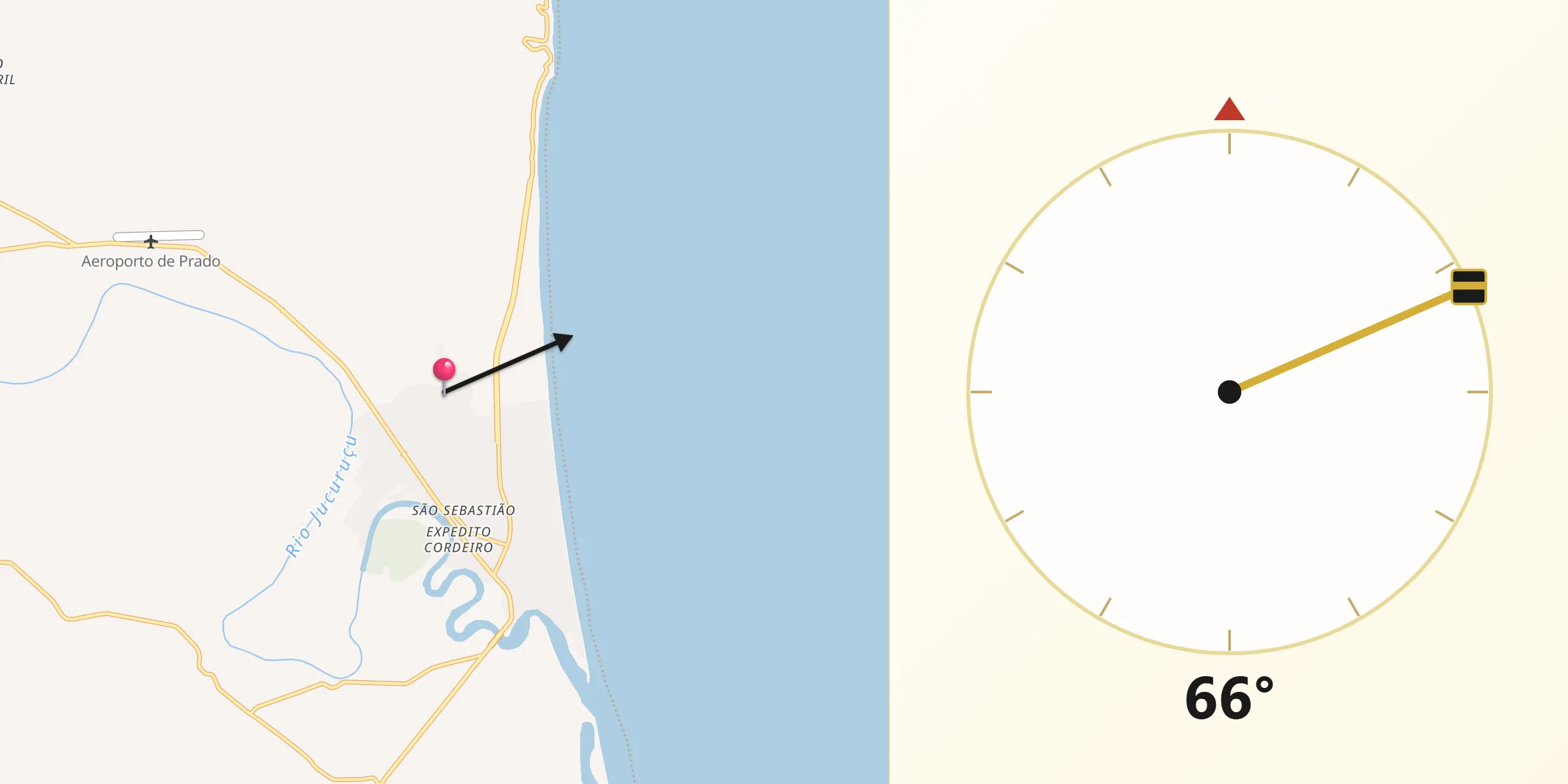 Direção da Qibla a partir de Prado