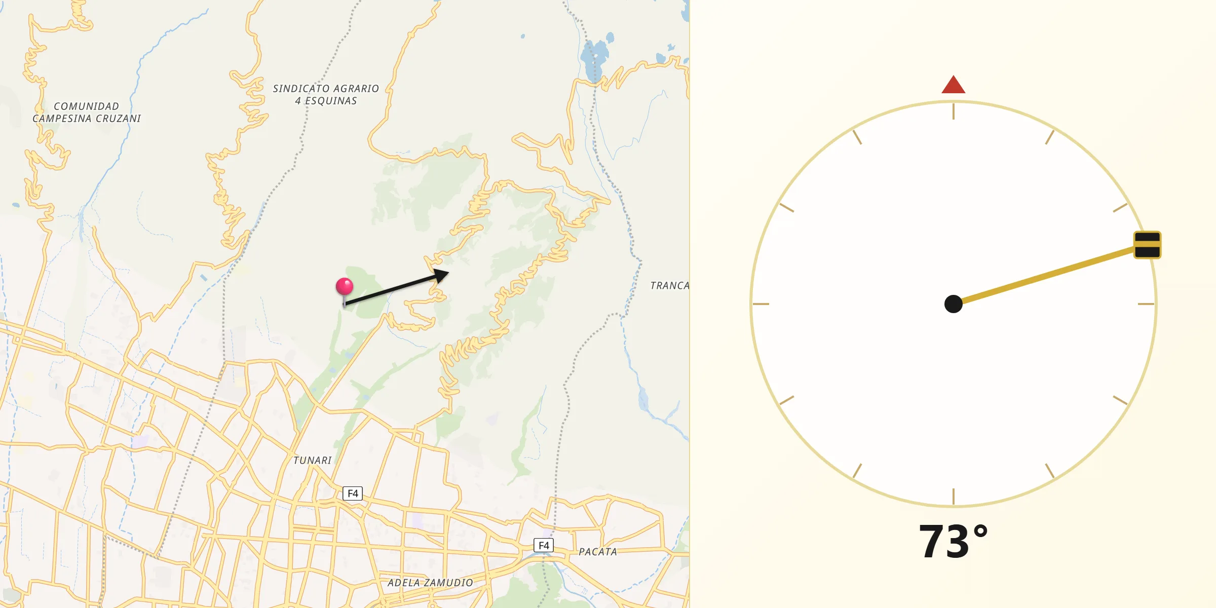 Dirección de la Qibla desde Provincia Cercado