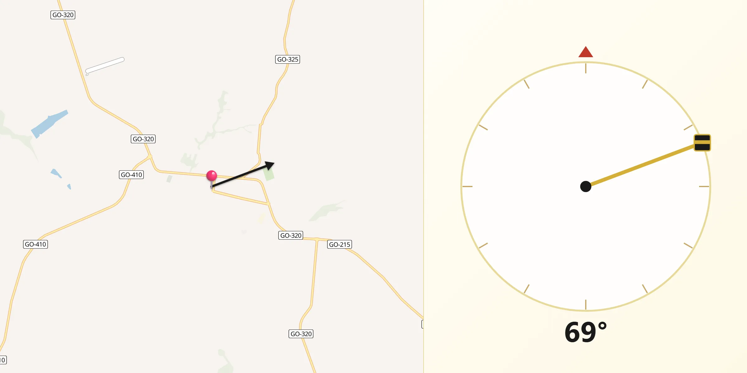 Direção da Qibla a partir de Edéia