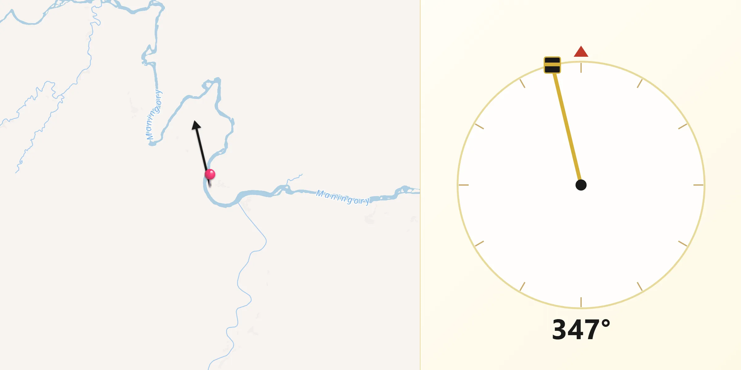 Direction vers la Qibla depuis Vohibinany