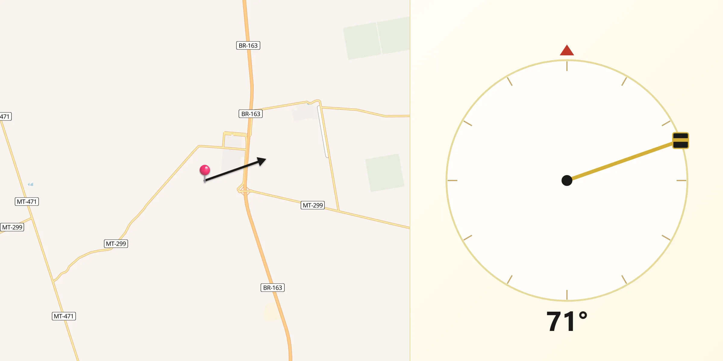 Direção da Qibla a partir de Itiquira