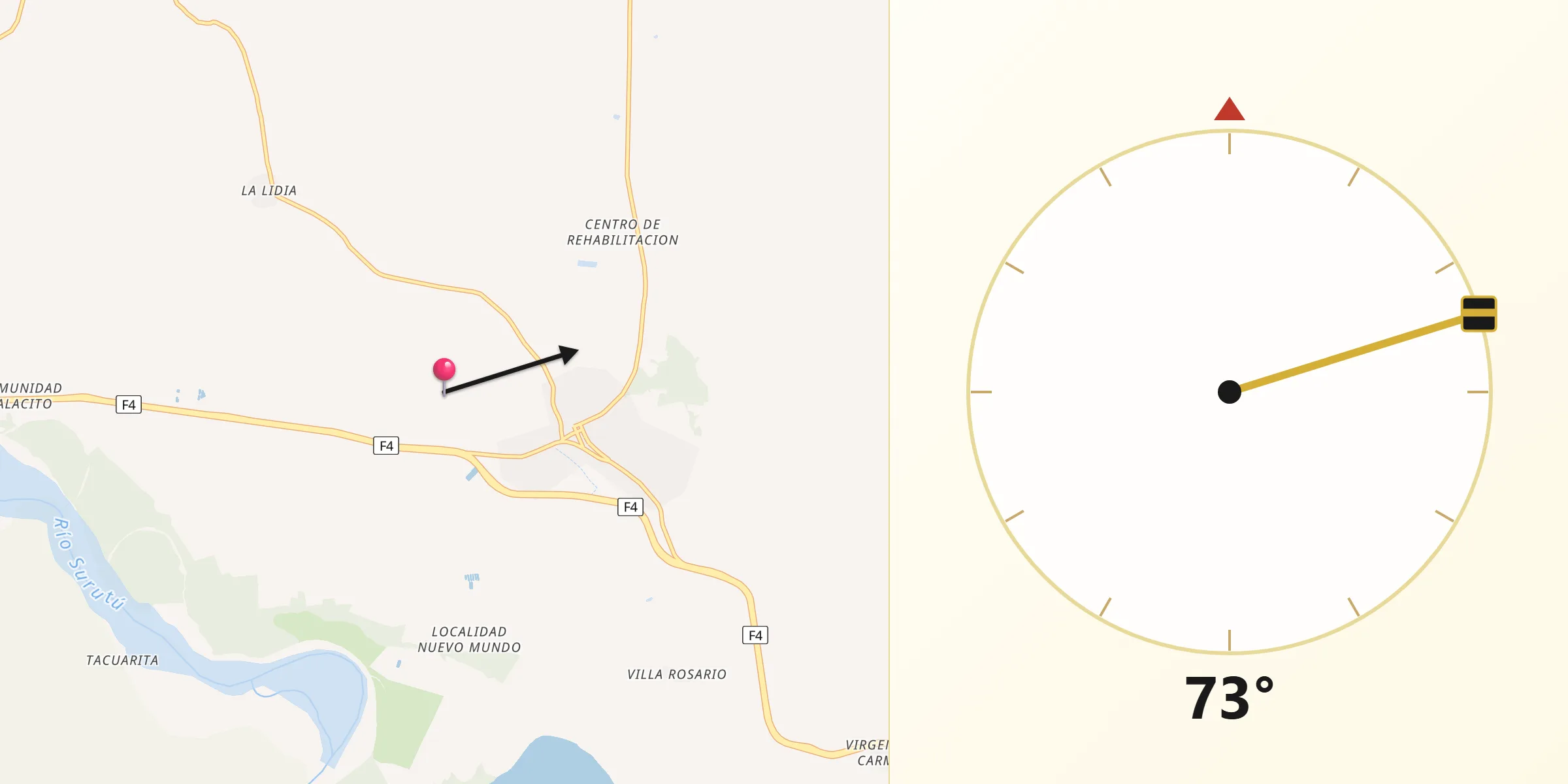 Dirección de la Qibla desde San Carlos