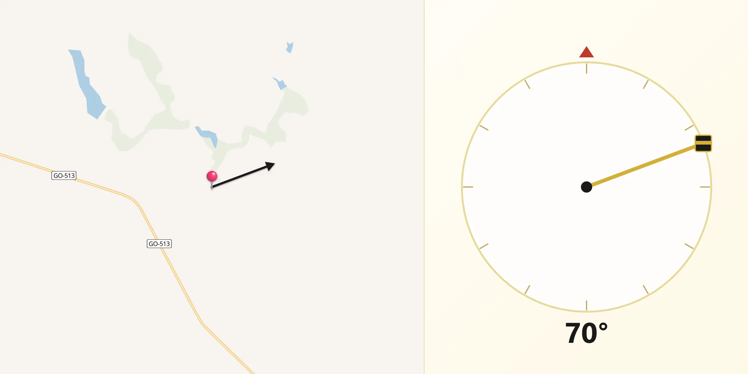 Direção da Qibla a partir de Acreúna