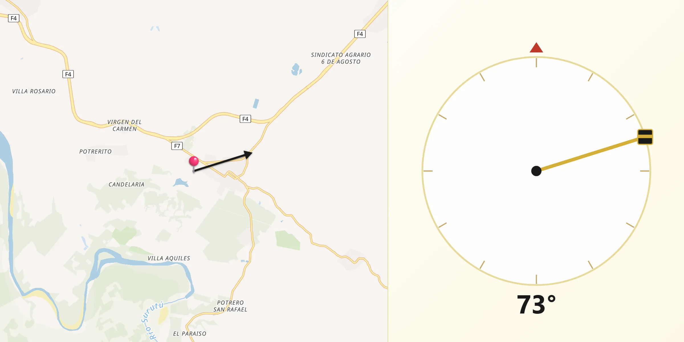 Dirección de la Qibla desde Buena Vista