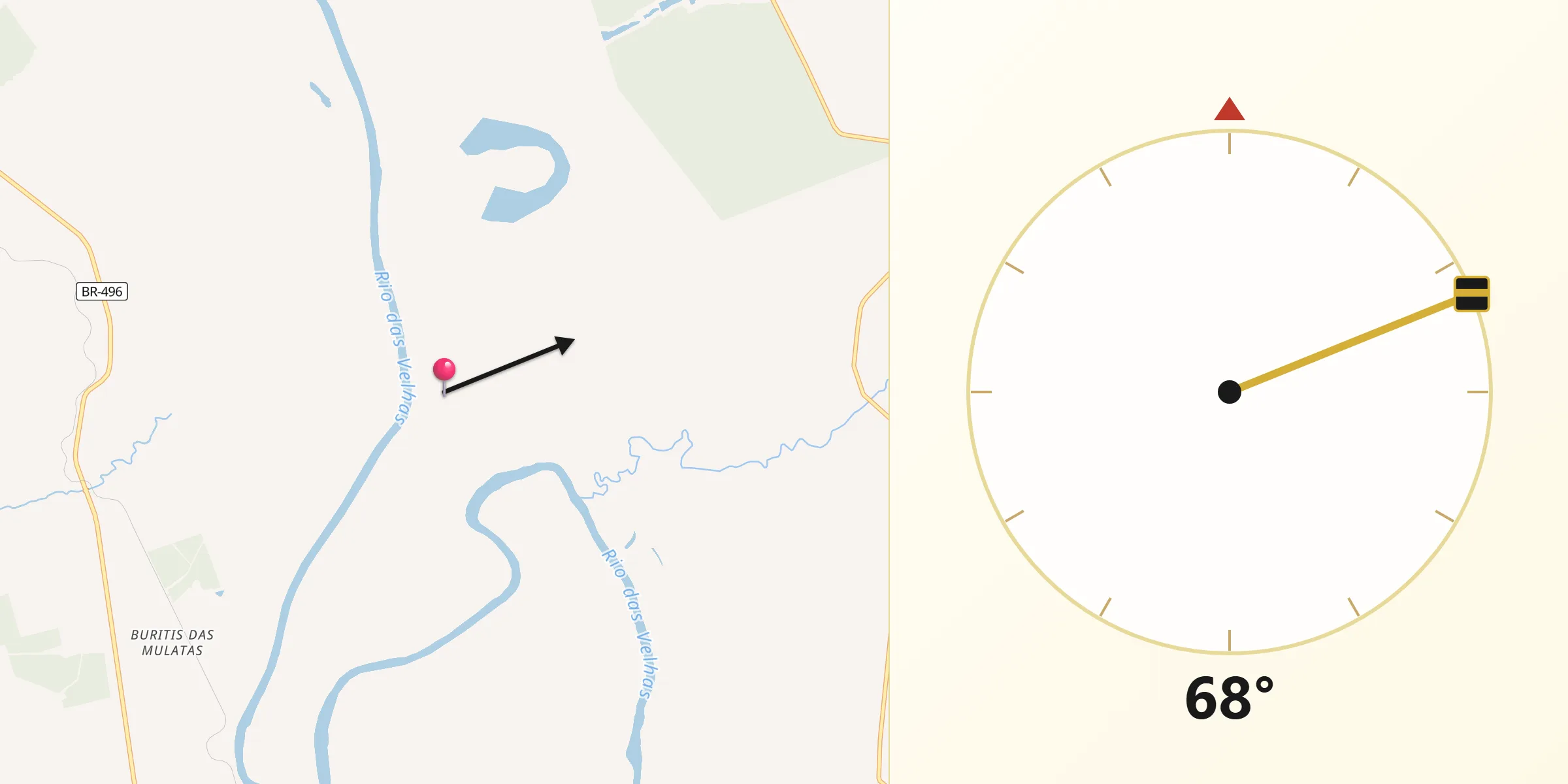 Direção da Qibla a partir de Várzea da Palma