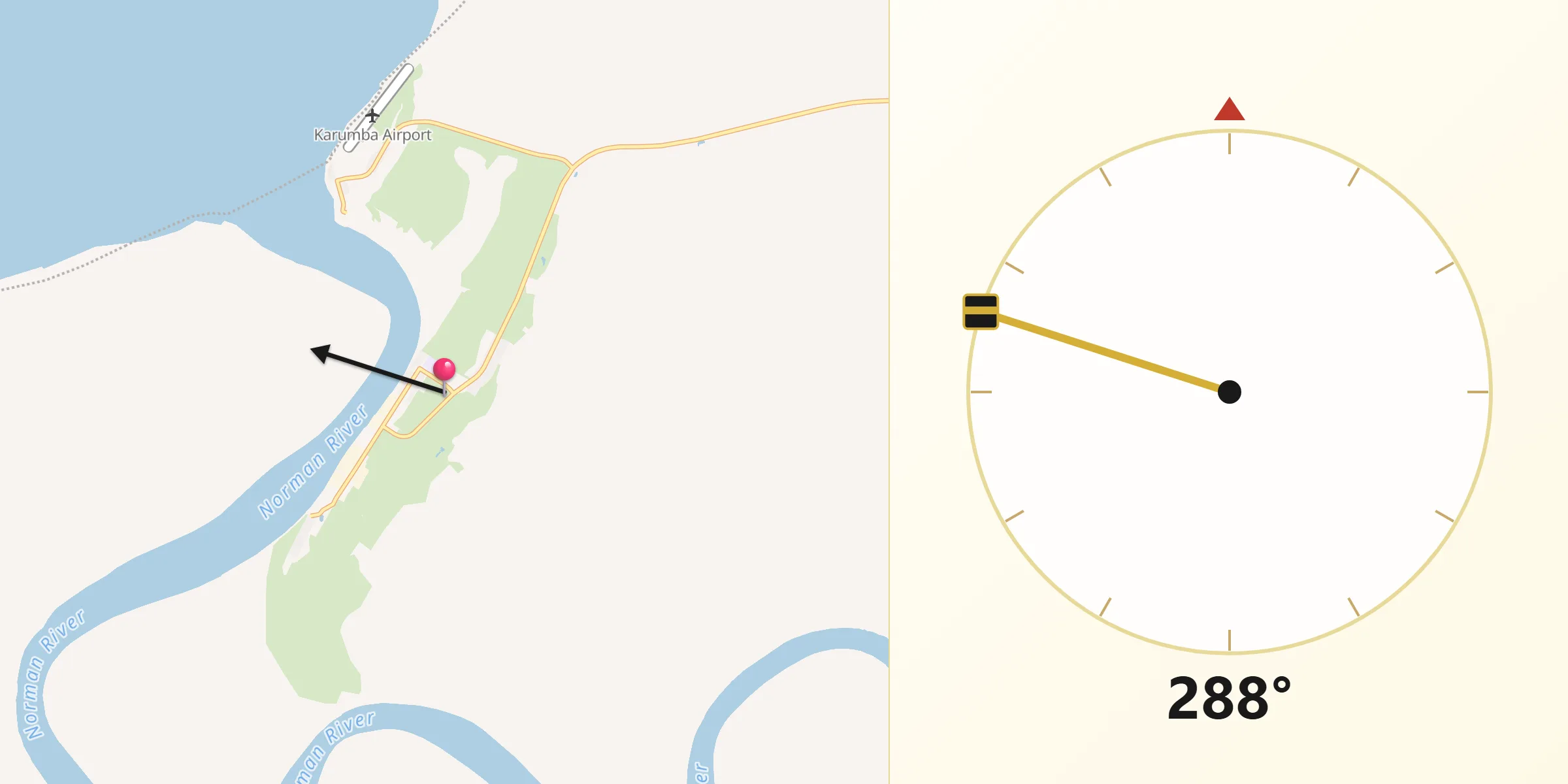Qibla Direction from Karumba