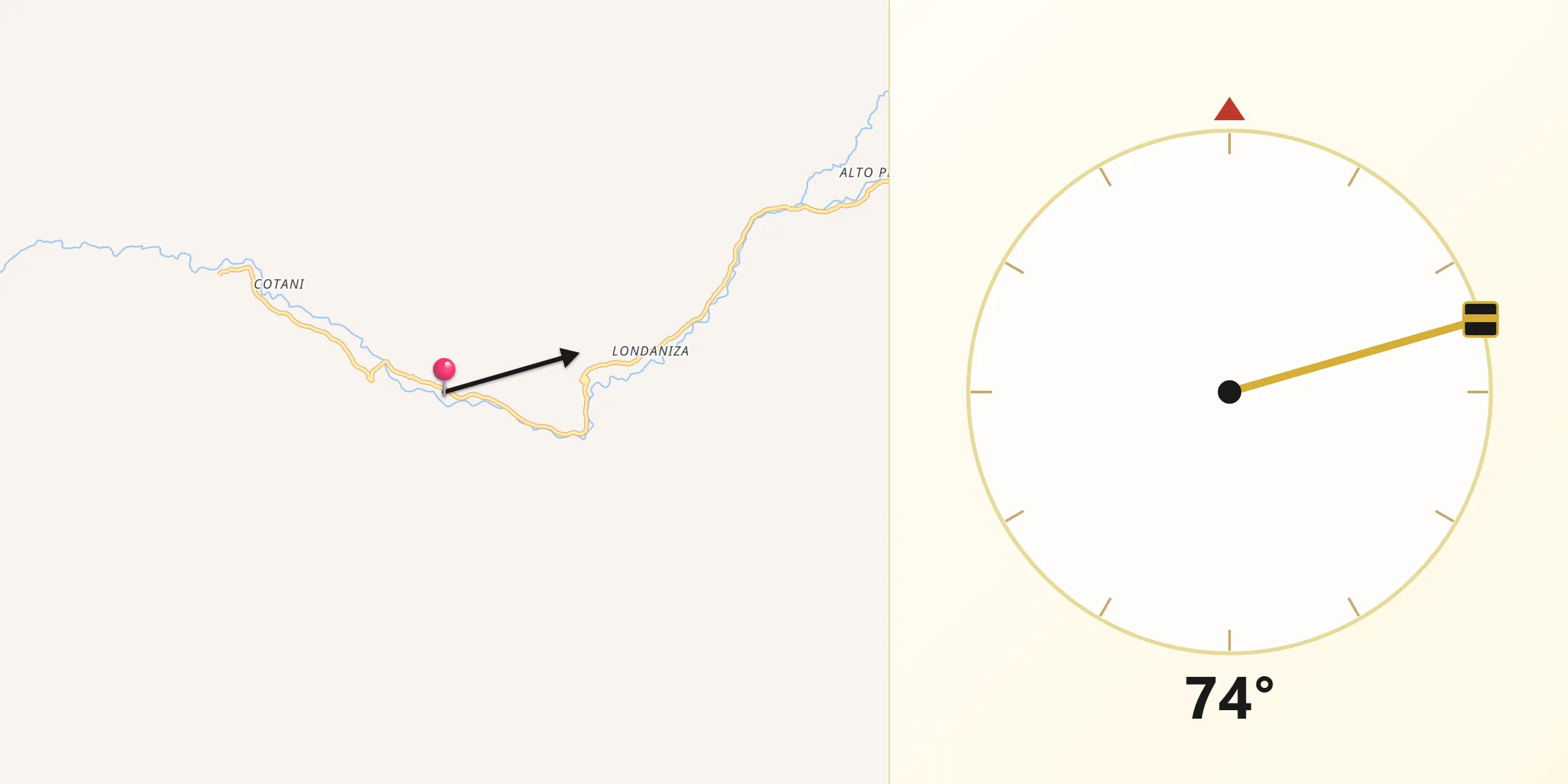 Dirección de la Qibla desde Chipispaya