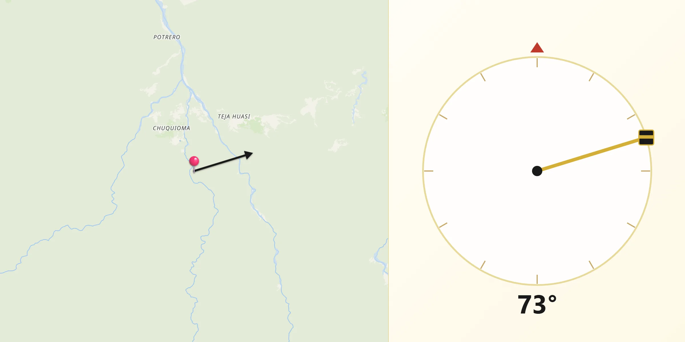 Dirección de la Qibla desde Provincia Carrasco