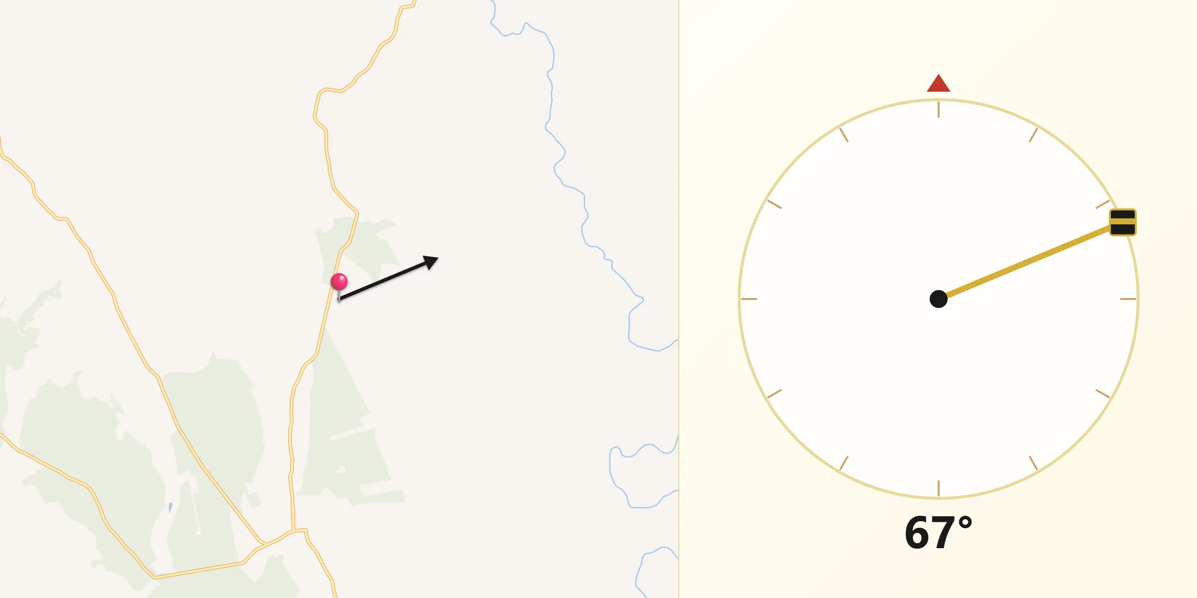 Direção da Qibla a partir de Veredinha