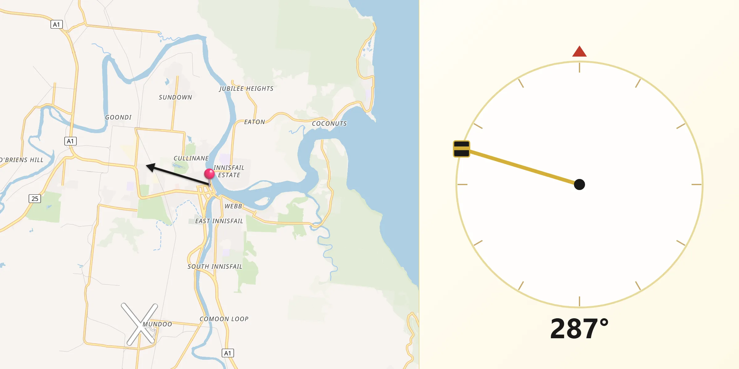 Qibla Direction from Innisfail