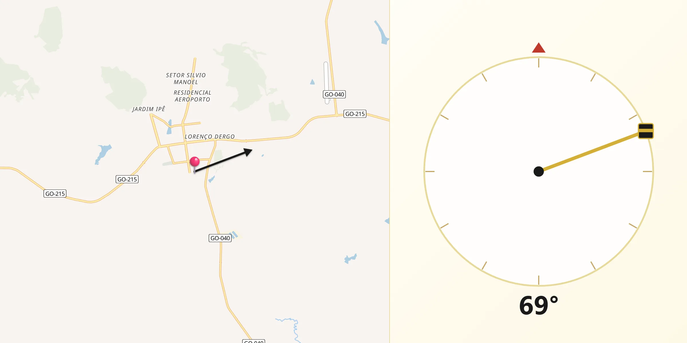 Direção da Qibla a partir de Pontalina