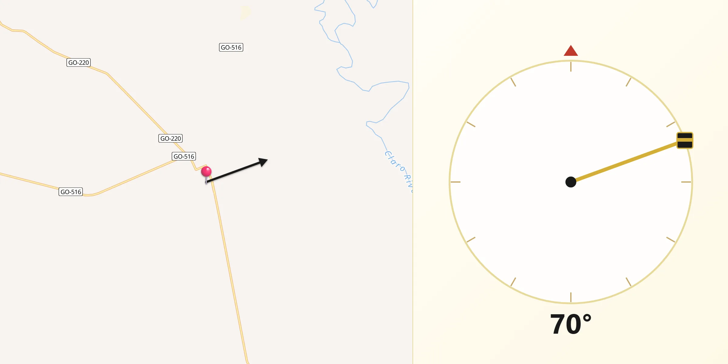 Direção da Qibla a partir de Perolândia