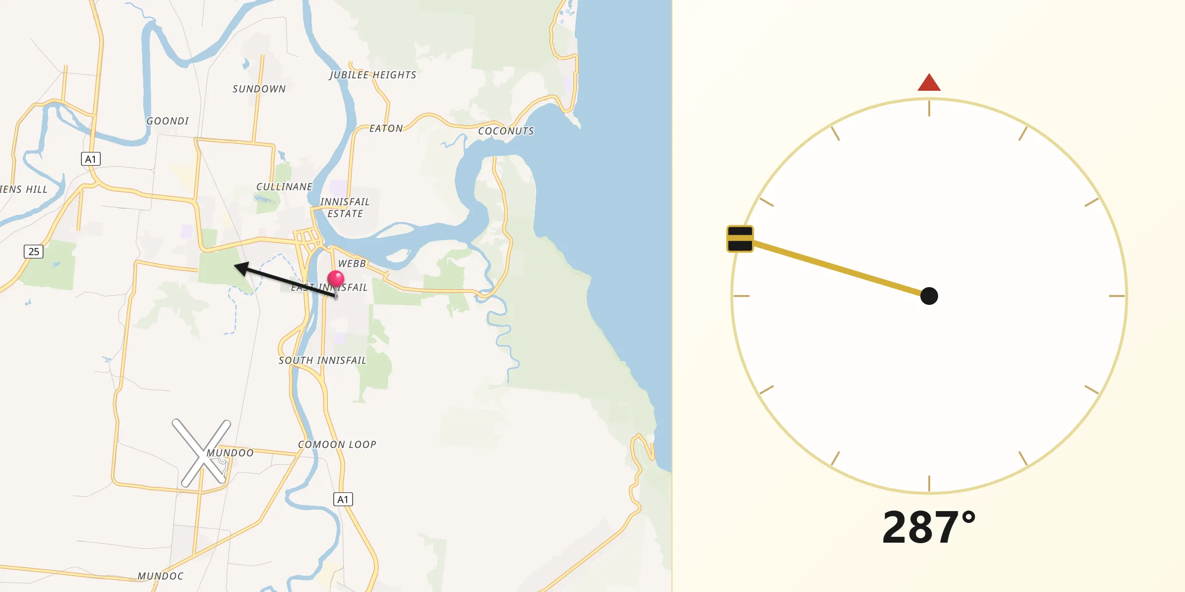 Qibla Direction from East Innisfail