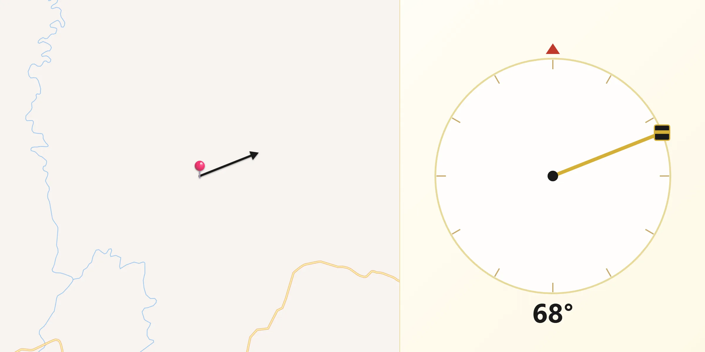 Direção da Qibla a partir de João Pinheiro