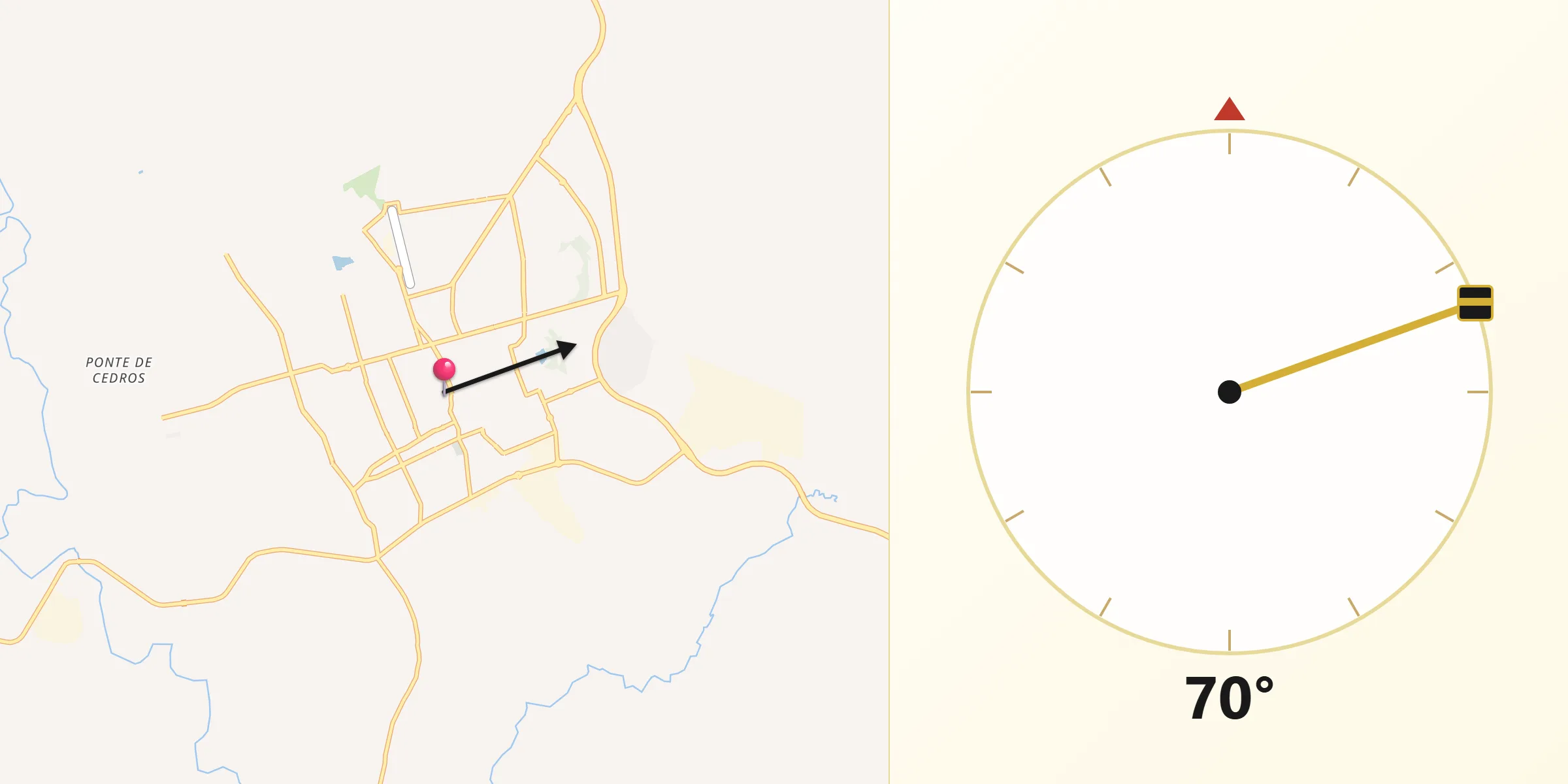 Direção da Qibla a partir de Mineiros