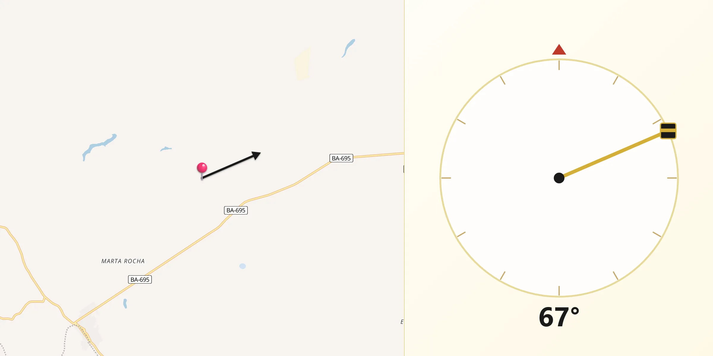Direção da Qibla a partir de Lajedão