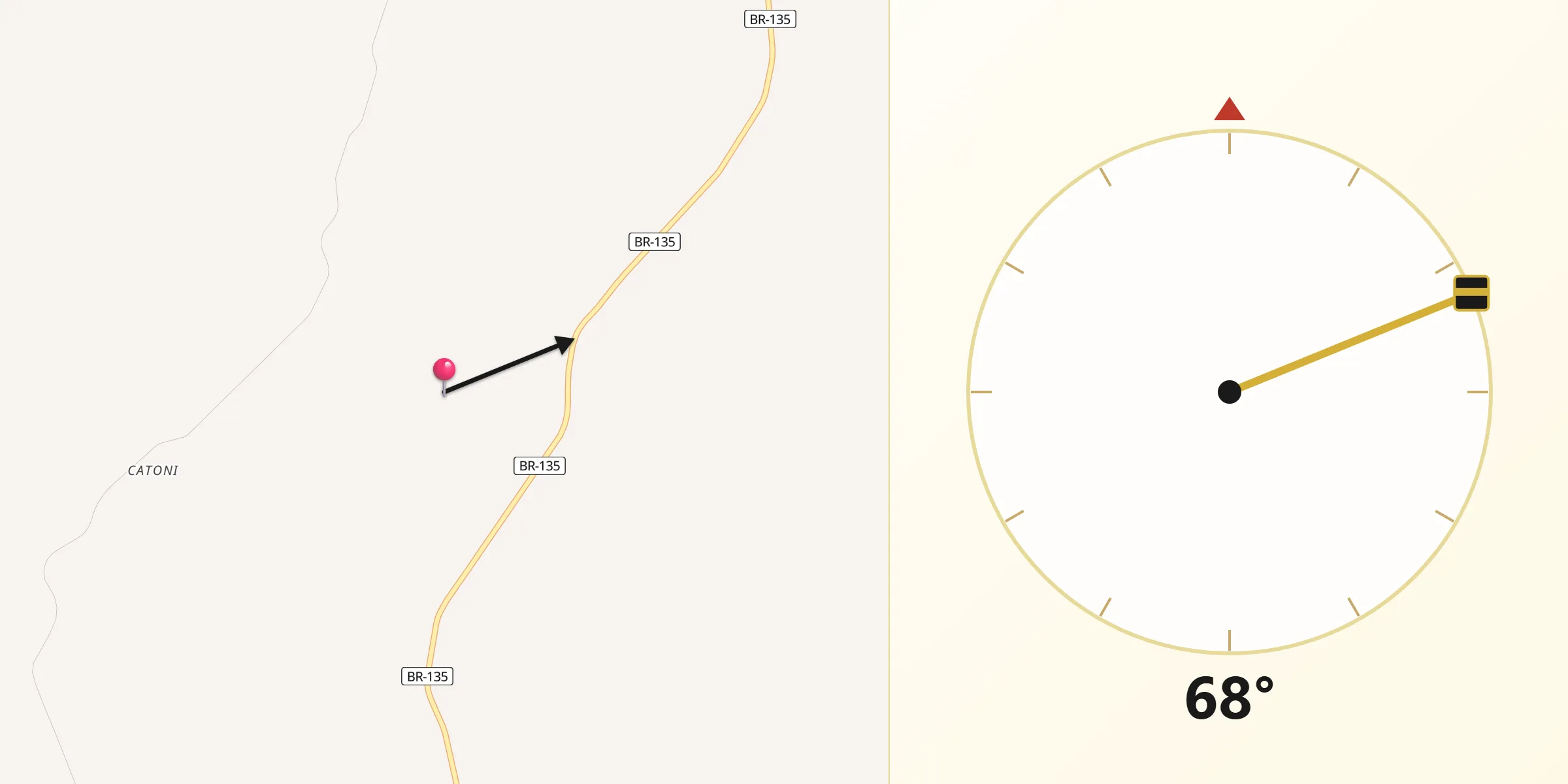 Direção da Qibla a partir de Joaquim Felício