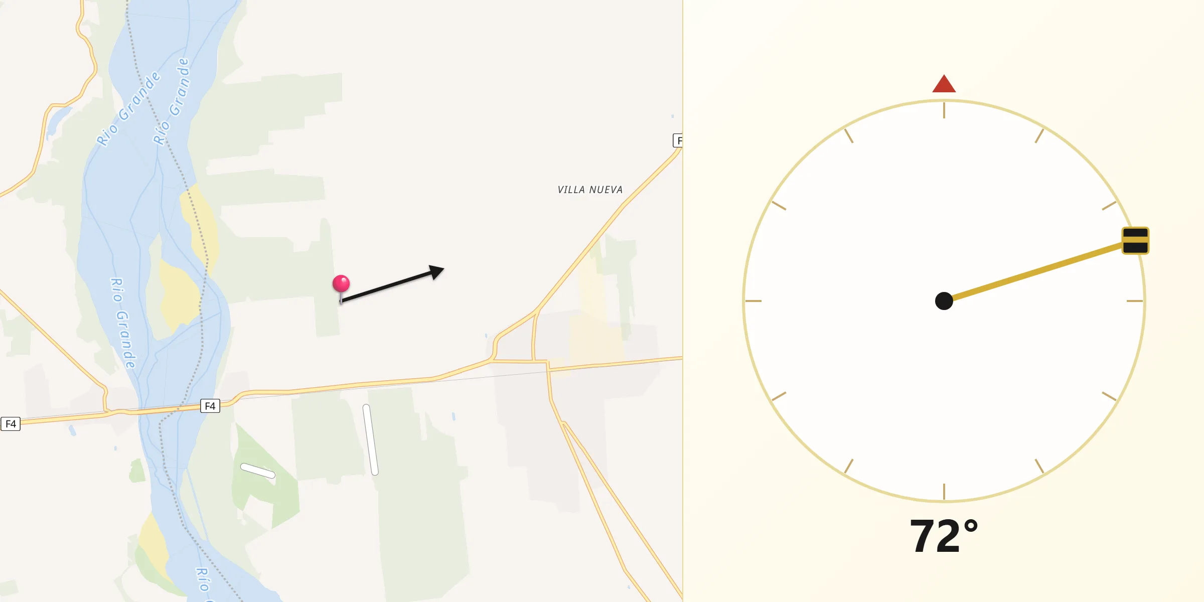 Dirección de la Qibla desde Pailón