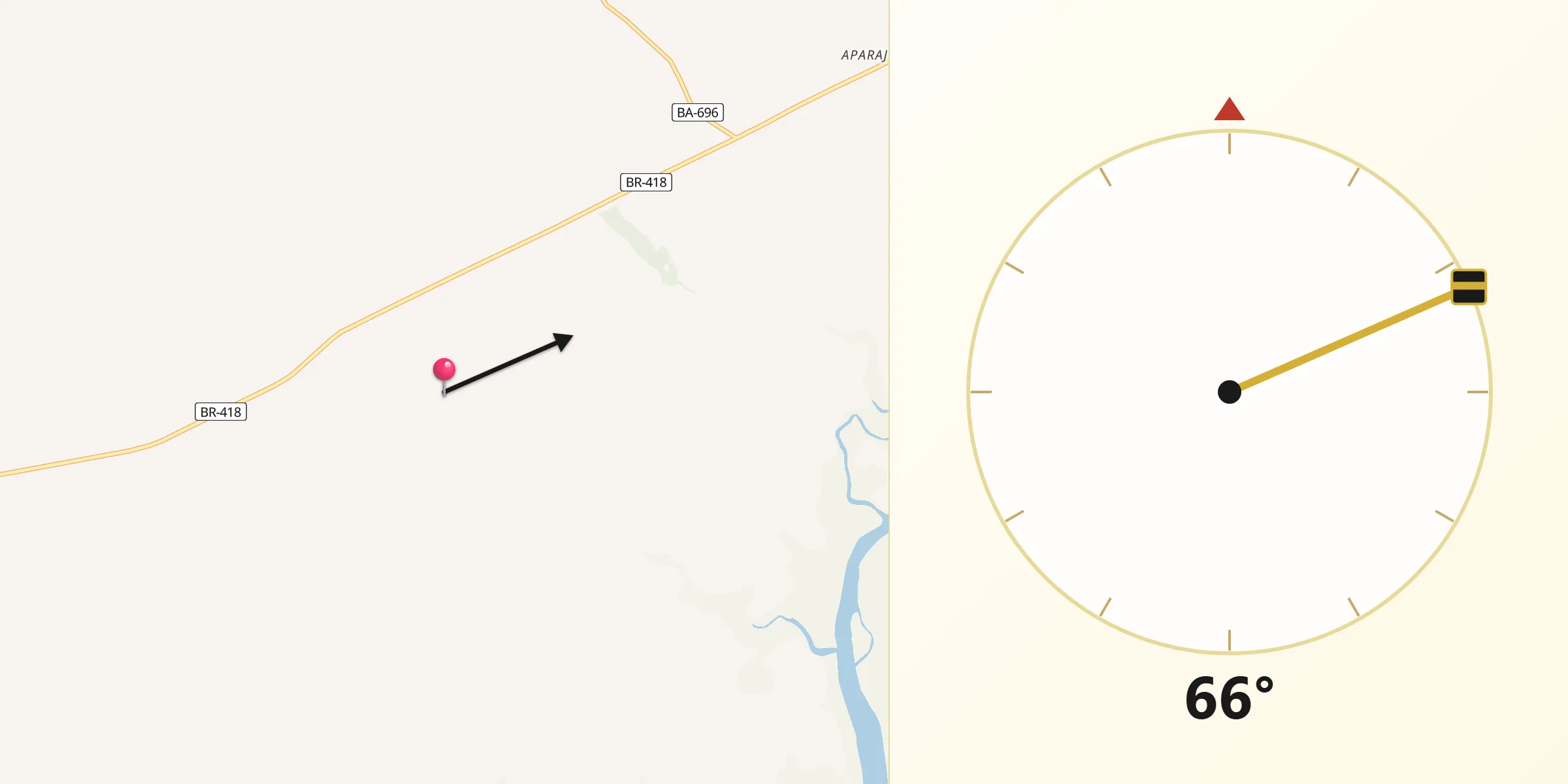 Direção da Qibla a partir de Caravelas