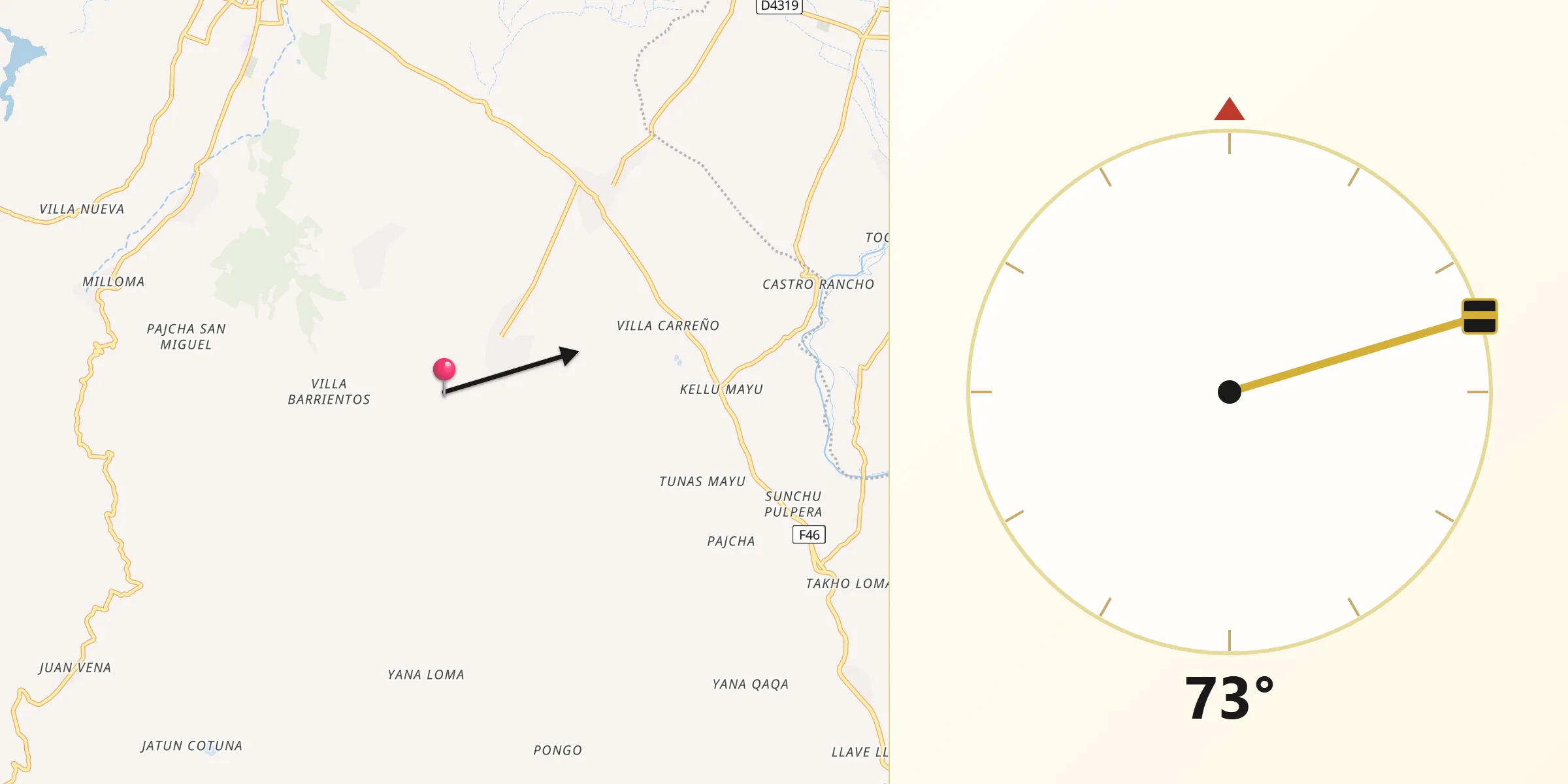 Dirección de la Qibla desde Provincia Esteban Arce