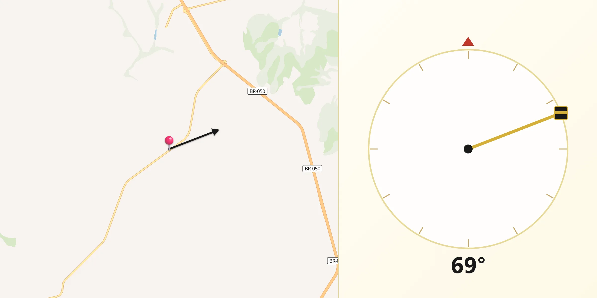 Direção da Qibla a partir de Campo Alegre de Goiás