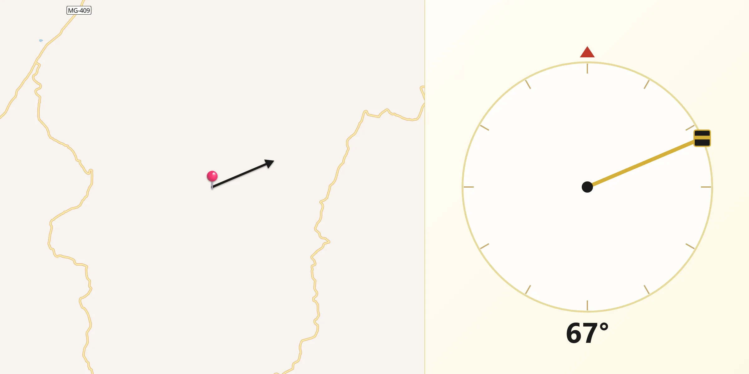 Direção da Qibla a partir de Teófilo Otoni